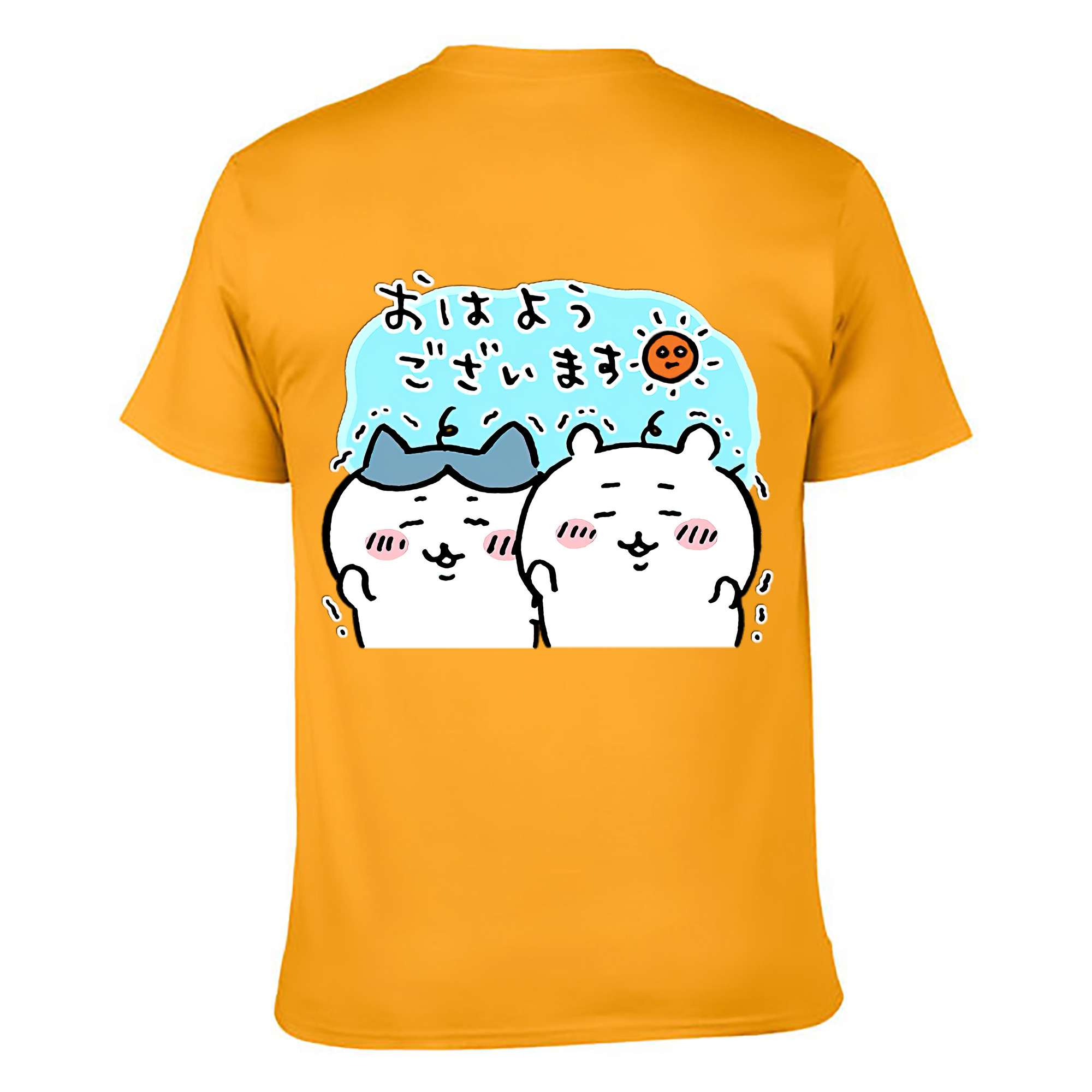（画像用） ちいかわ ハチワレ Chii-kawa hachiware 綿100％ メンズ半袖Tシャツ（バックプリント） 通気性