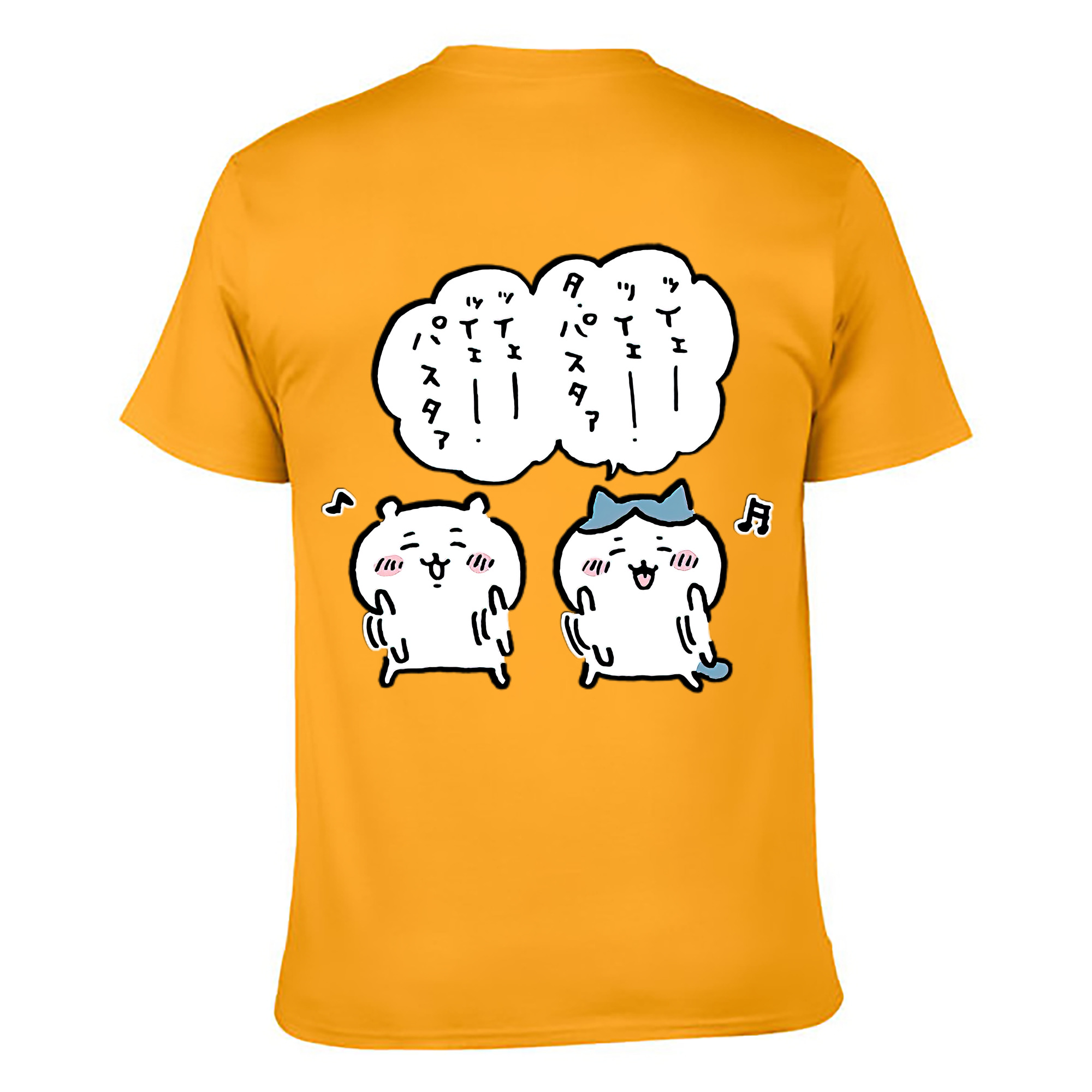 （画像用） ちいかわ ハチワレ Chii-kawa hachiware 綿100％ メンズ半袖Tシャツ（バックプリント） 通気性
