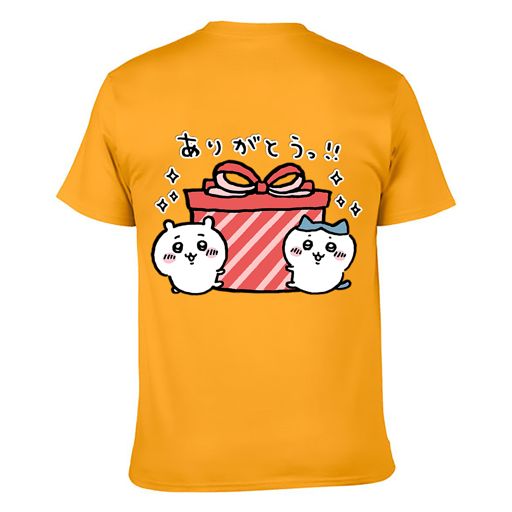 （画像用） ちいかわ ハチワレ Chii-kawa hachiware 綿100％ メンズ半袖Tシャツ（バックプリント） 通気性