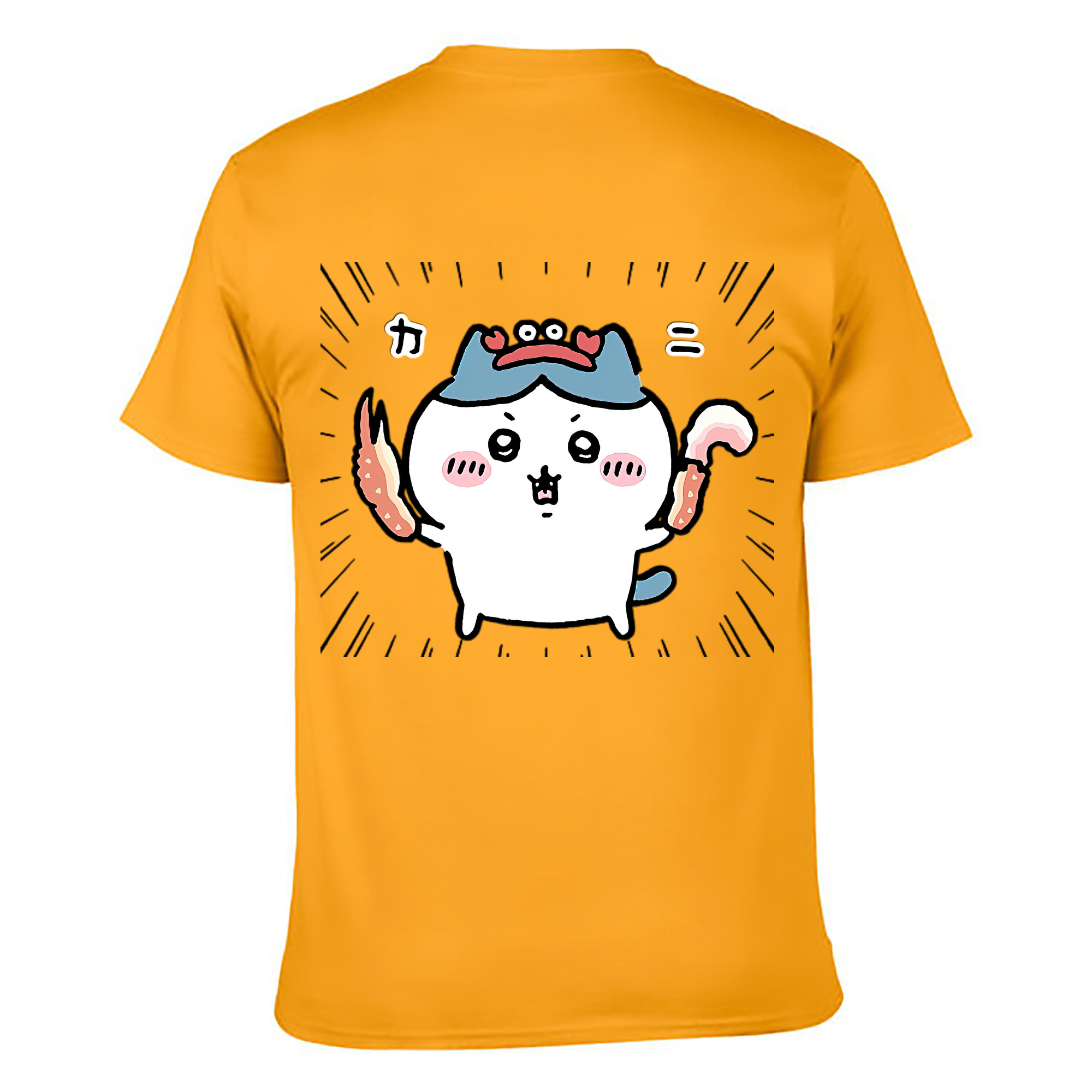 （画像用） ちいかわ ハチワレ Chii-kawa hachiware 綿100％ メンズ半袖Tシャツ（バックプリント） 通気性