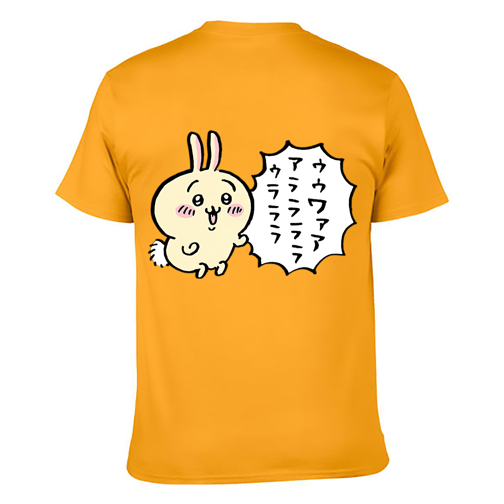 （画像用） ちいかわ うさぎ Chii-kawa usagi 綿100％ メンズ半袖Tシャツ（バックプリント） 通気性