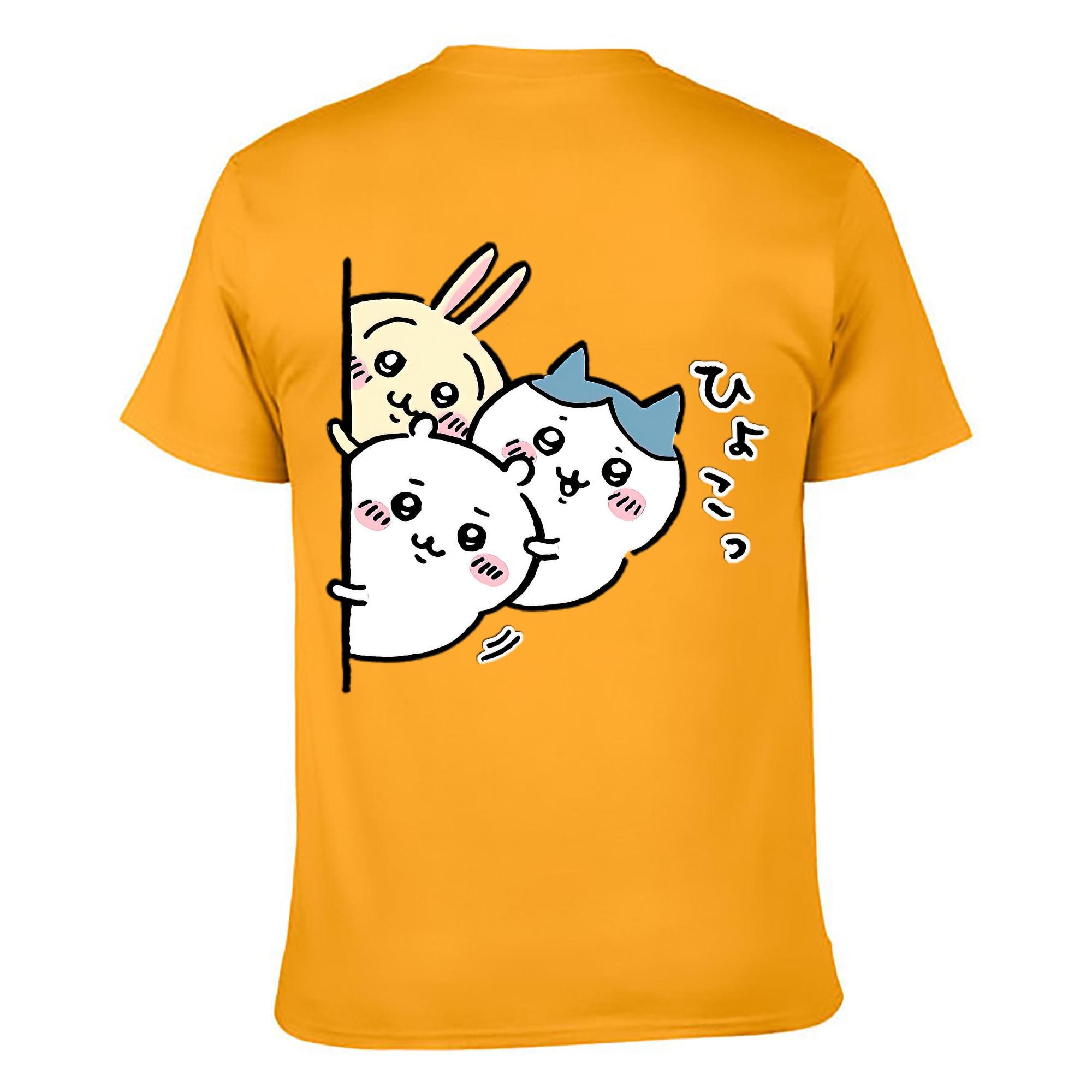 （画像用） ちいかわ うさぎ Chii-kawa usagi 綿100％ メンズ半袖Tシャツ（バックプリント） 通気性