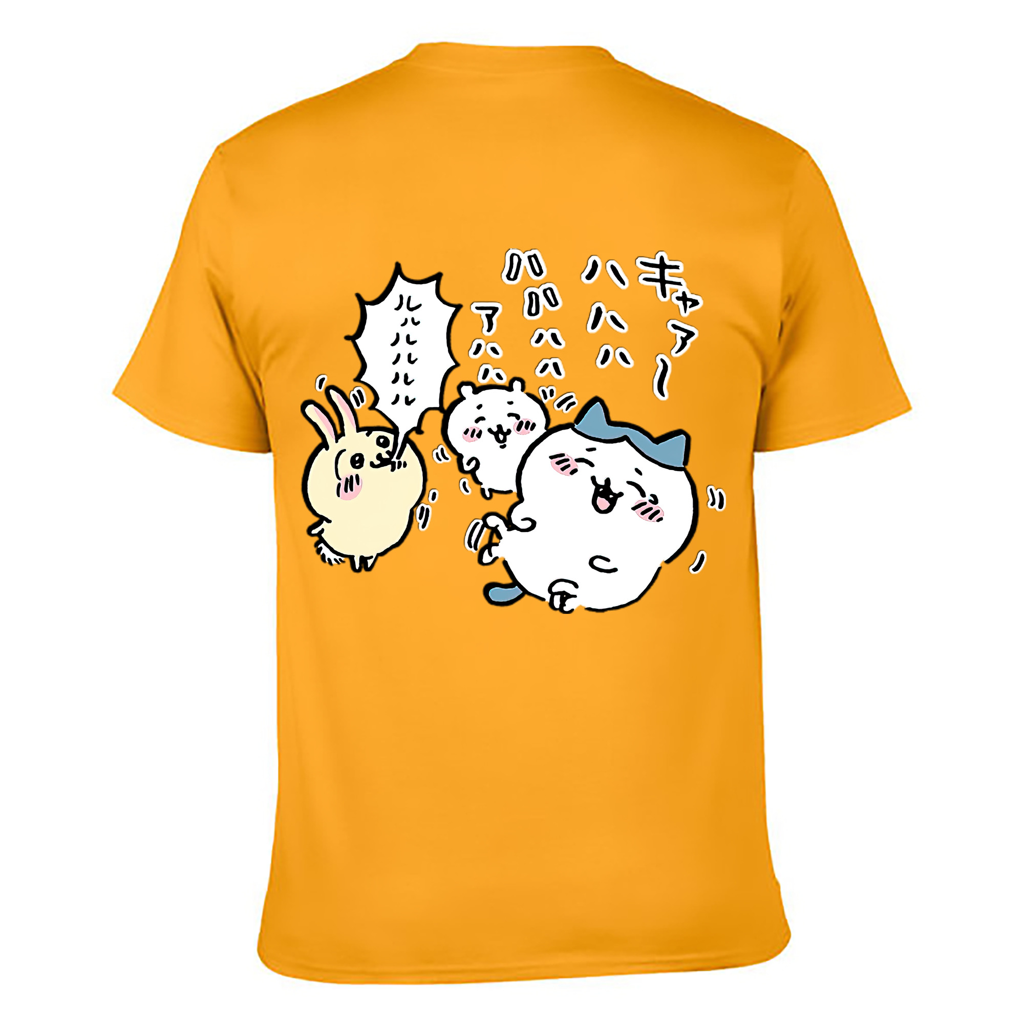 （画像用） ちいかわ うさぎ Chii-kawa usagi 綿100％ メンズ半袖Tシャツ（バックプリント） 通気性