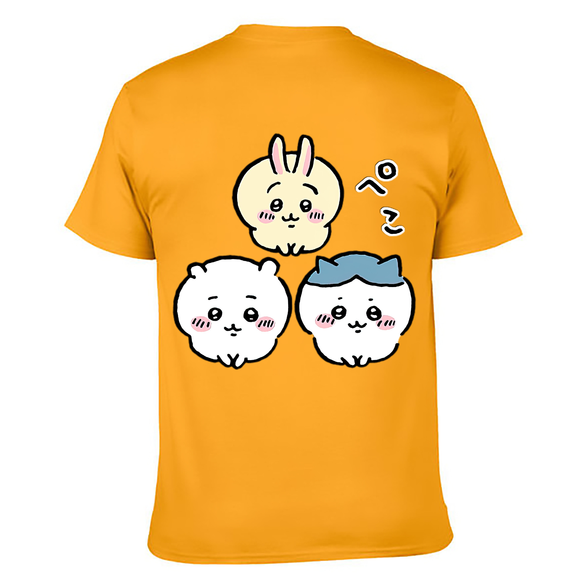（画像用） ちいかわ うさぎ Chii-kawa usagi 綿100％ メンズ半袖Tシャツ（バックプリント） 通気性