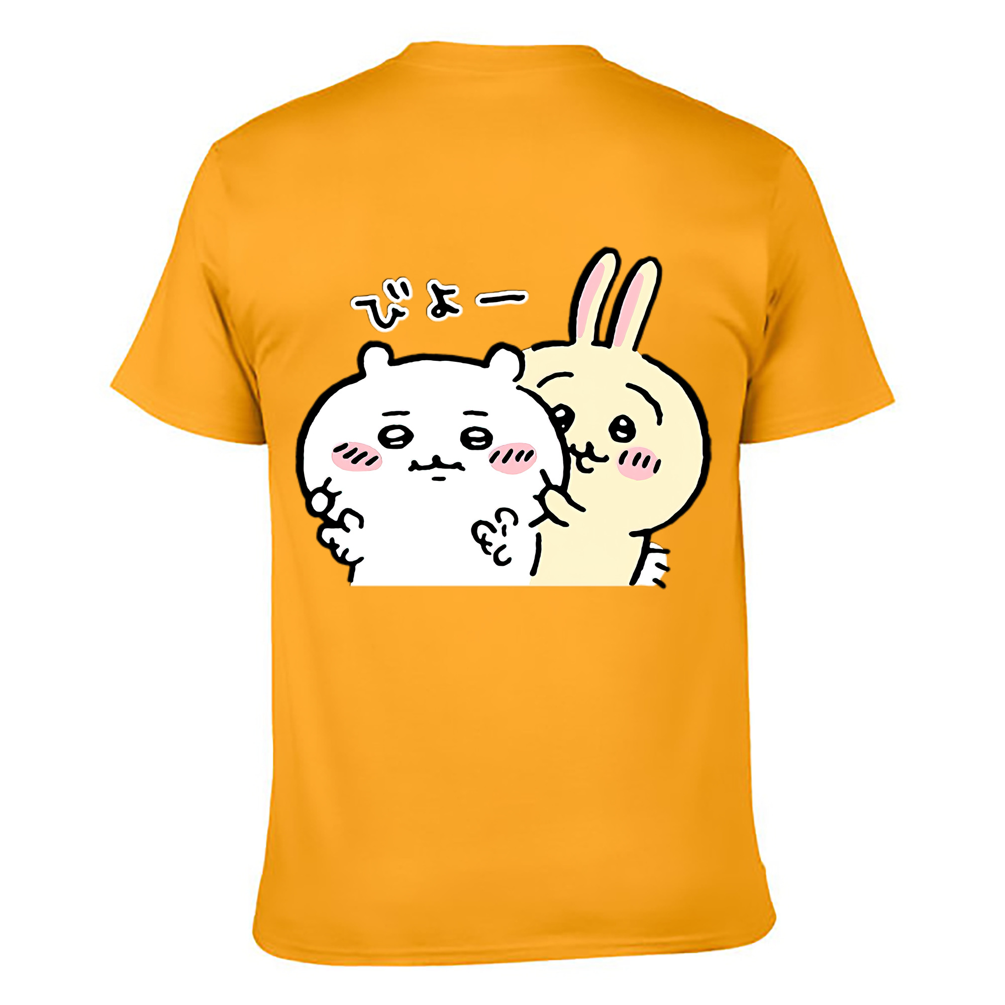 （画像用） ちいかわ うさぎ Chii-kawa usagi 綿100％ メンズ半袖Tシャツ（バックプリント） 通気性