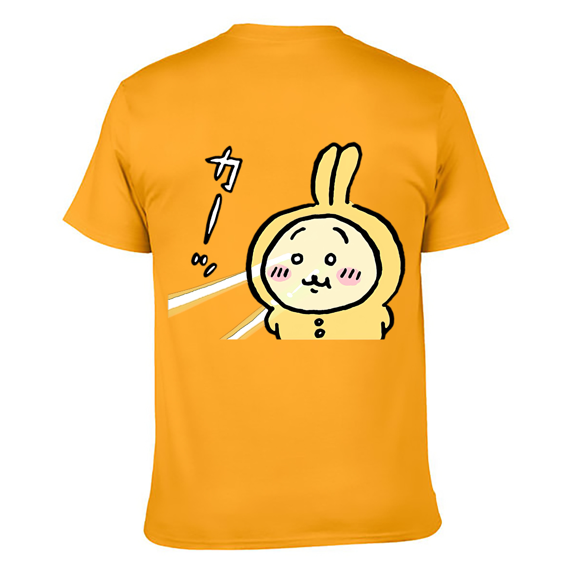 （画像用） ちいかわ うさぎ Chii-kawa usagi 綿100％ メンズ半袖Tシャツ（バックプリント） 通気性