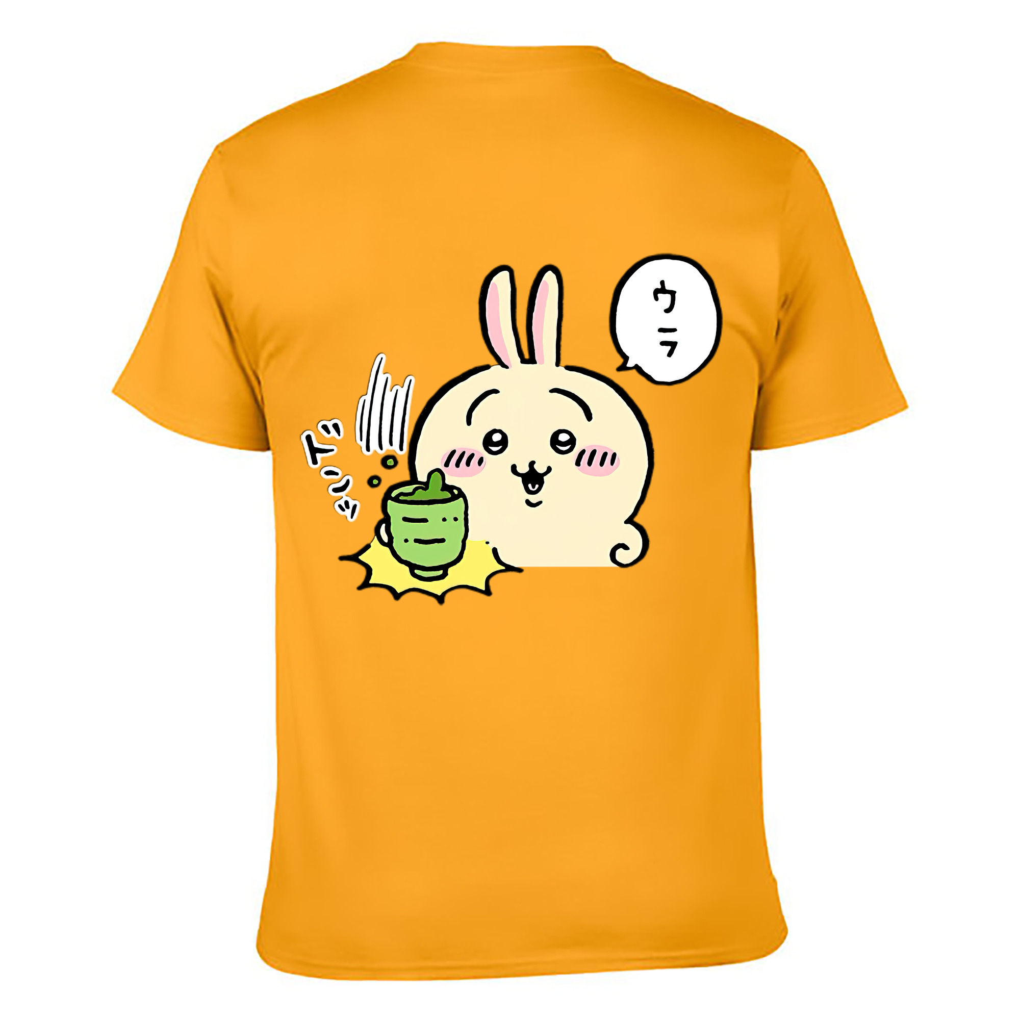 （画像用） ちいかわ うさぎ Chii-kawa usagi 綿100％ メンズ半袖Tシャツ（バックプリント） 通気性