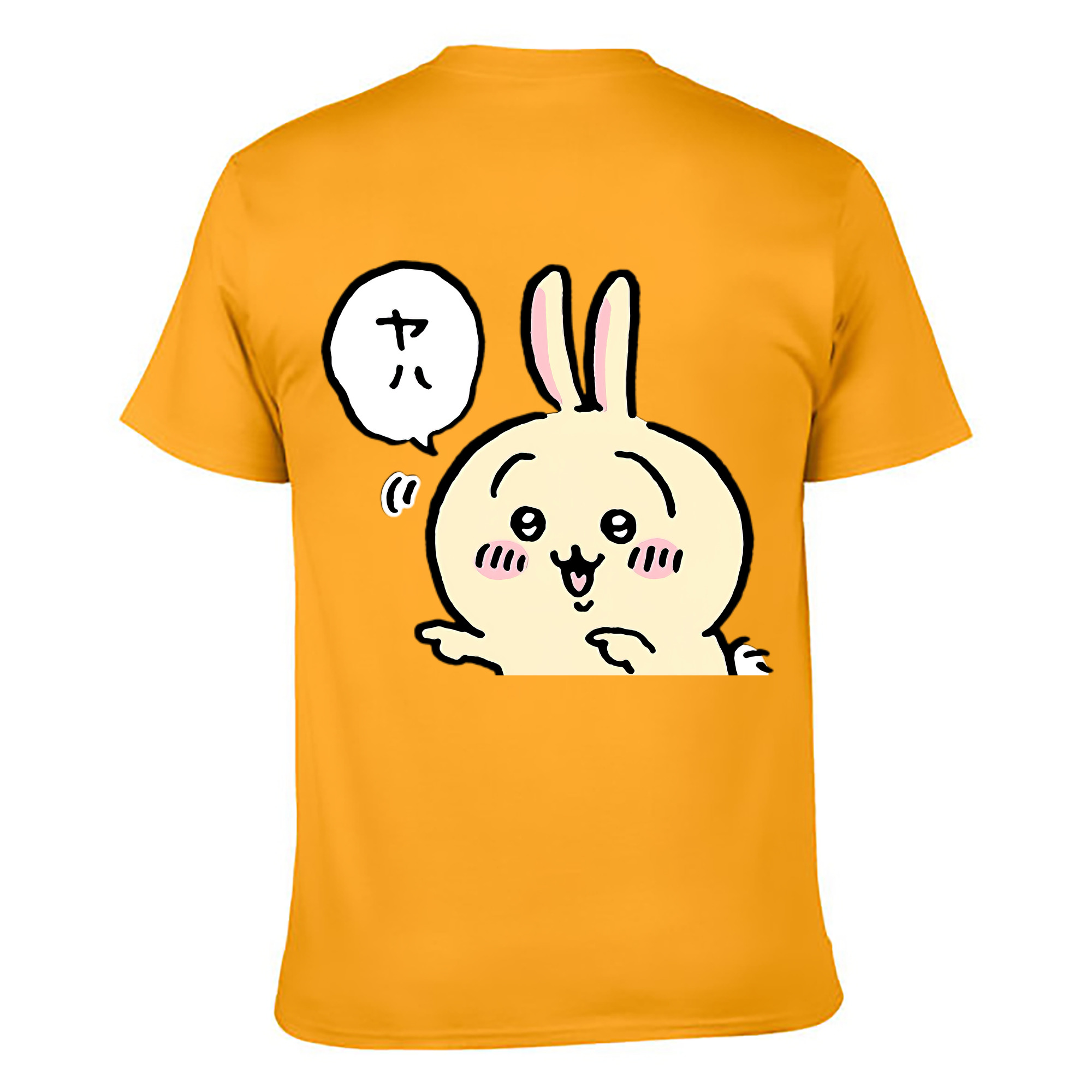 （画像用） ちいかわ うさぎ Chii-kawa usagi 綿100％ メンズ半袖Tシャツ（バックプリント） 通気性