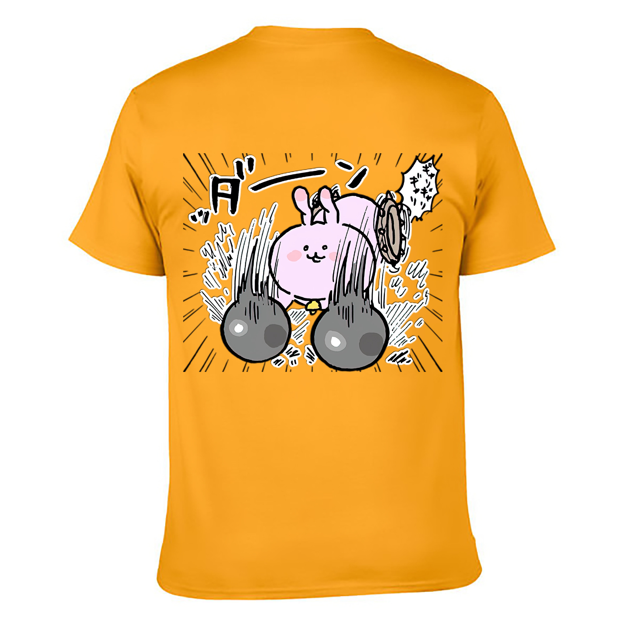 （画像用） ちいかわ うさぎ Chii-kawa usagi 綿100％ メンズ半袖Tシャツ（バックプリント） 通気性