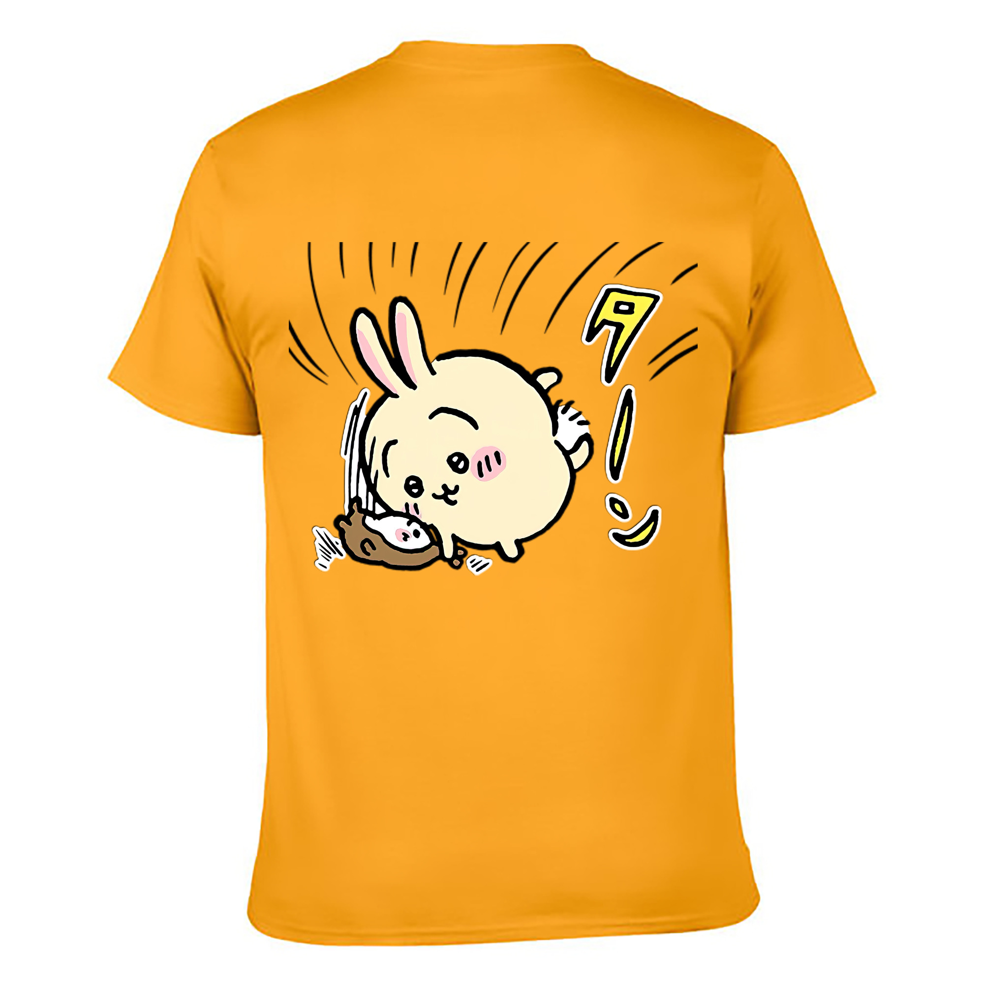 （画像用） ちいかわ うさぎ Chii-kawa usagi 綿100％ メンズ半袖Tシャツ（バックプリント） 通気性