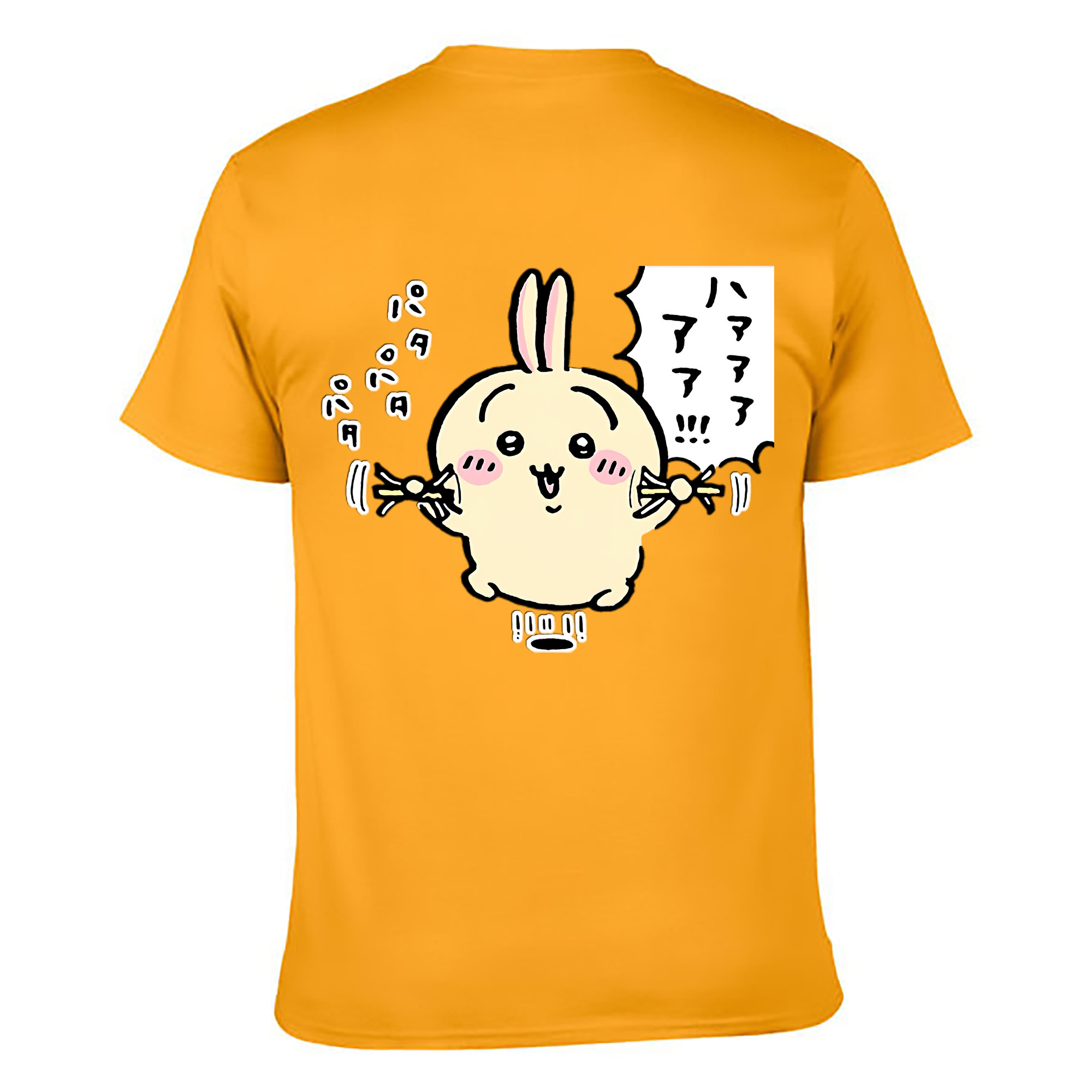 （画像用） ちいかわ うさぎ Chii-kawa usagi 綿100％ メンズ半袖Tシャツ（バックプリント） 通気性
