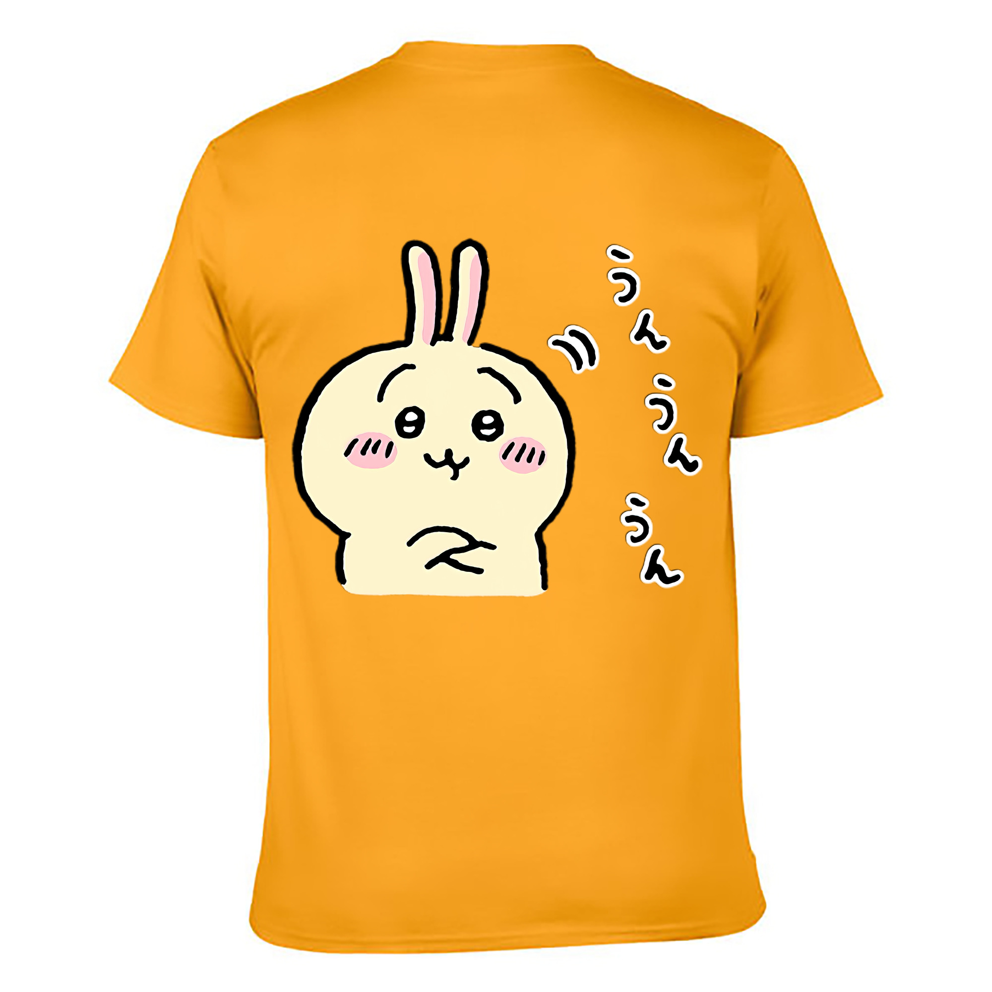 （画像用） ちいかわ うさぎ Chii-kawa usagi 綿100％ メンズ半袖Tシャツ（バックプリント） 通気性