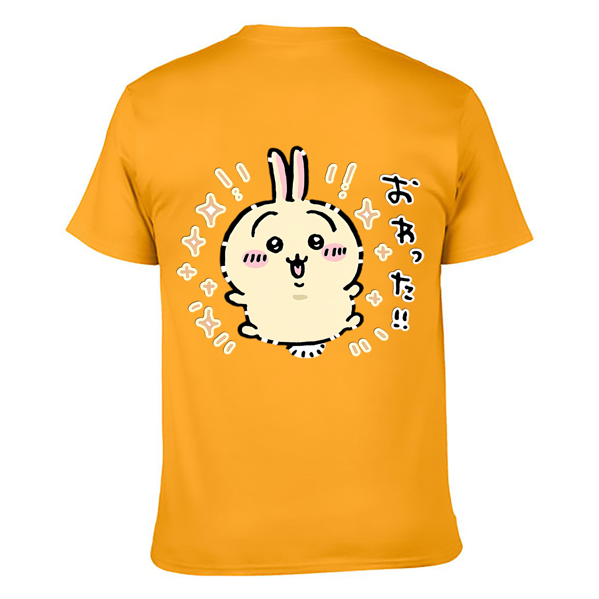 （画像用） ちいかわ うさぎ Chii-kawa usagi 綿100％ メンズ半袖Tシャツ（バックプリント） 通気性