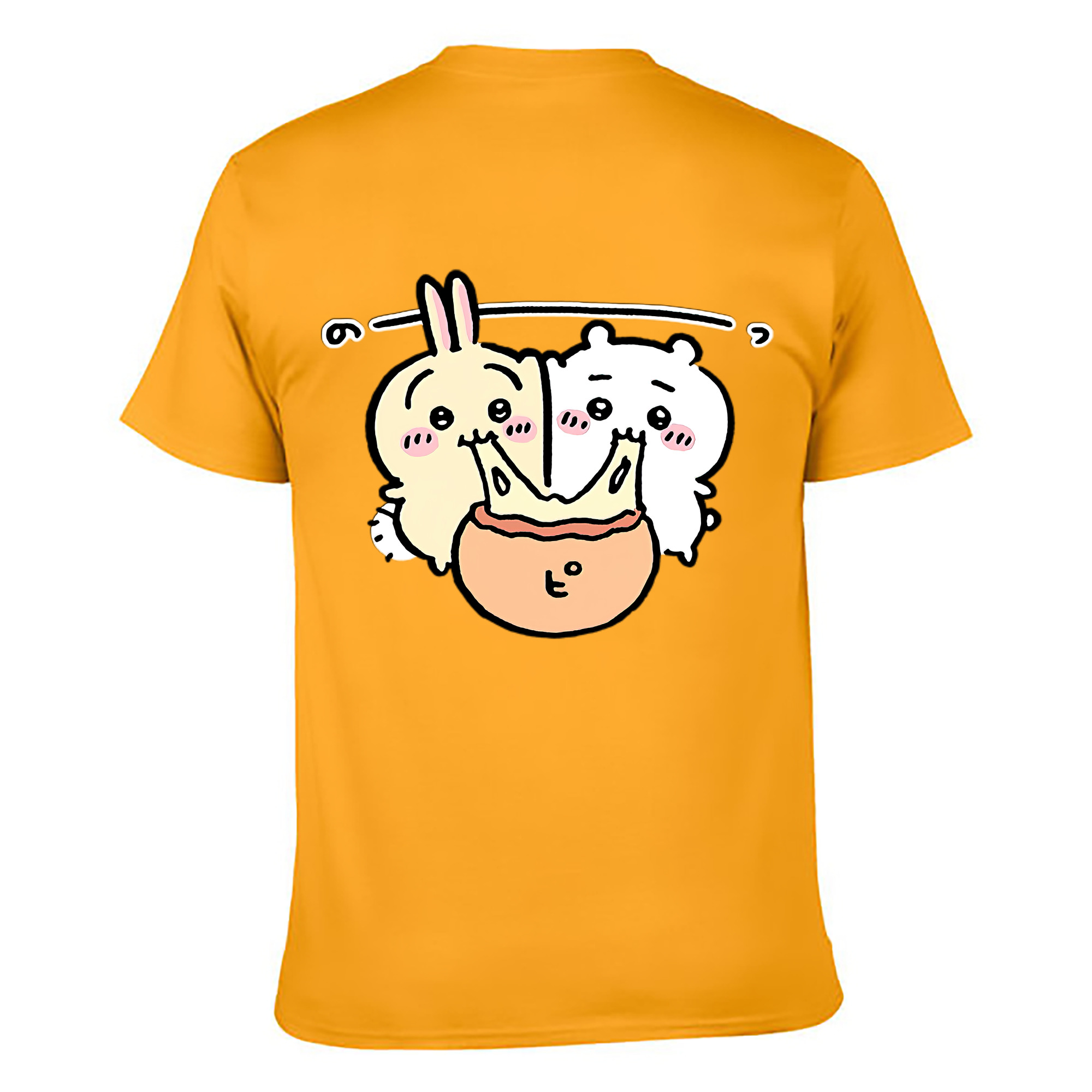 （画像用） ちいかわ うさぎ Chii-kawa usagi 綿100％ メンズ半袖Tシャツ（バックプリント） 通気性