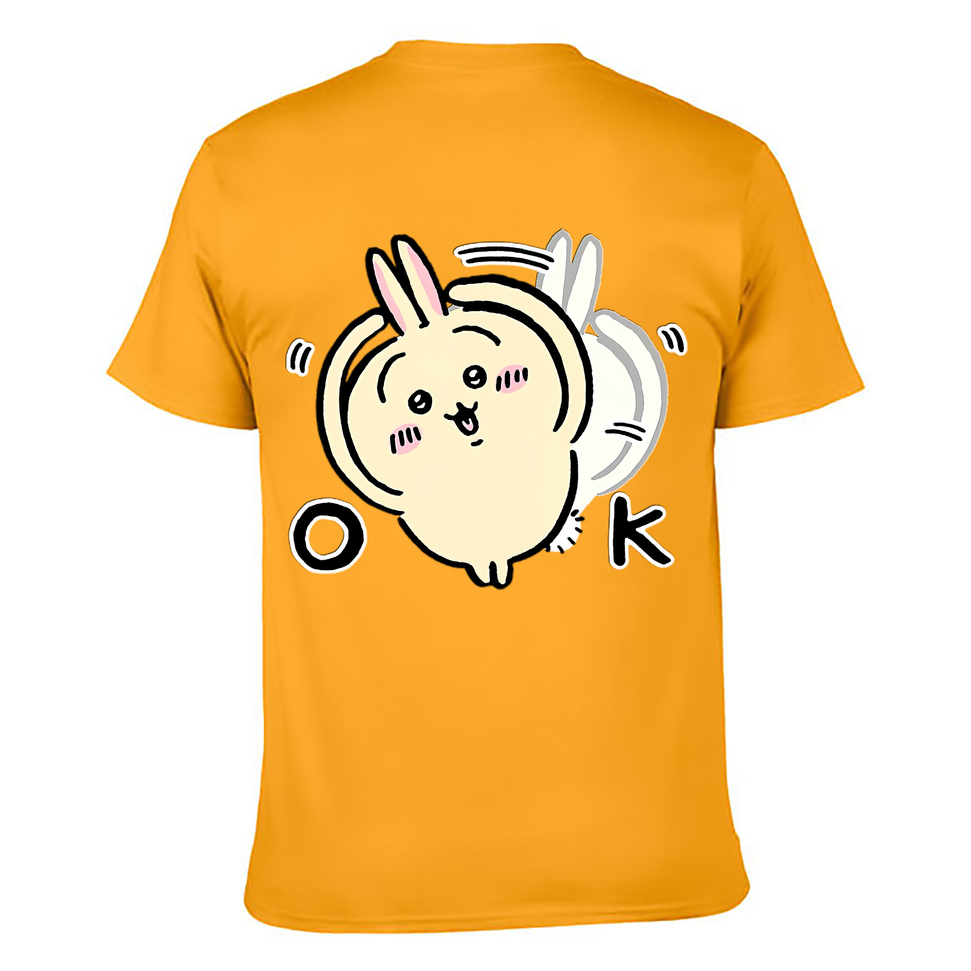 （画像用） ちいかわ うさぎ Chii-kawa usagi 綿100％ メンズ半袖Tシャツ（バックプリント） 通気性