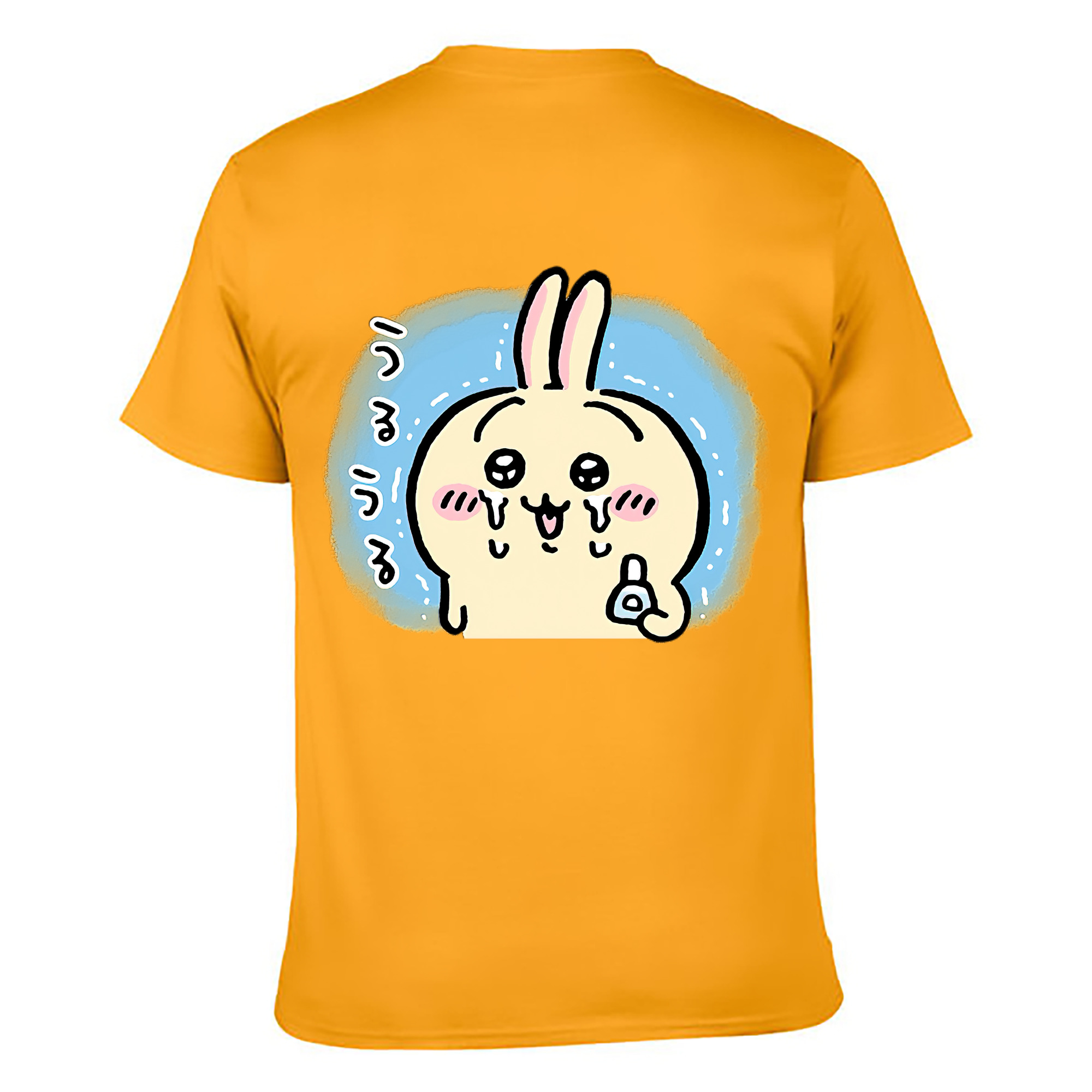 （画像用） ちいかわ うさぎ Chii-kawa usagi 綿100％ メンズ半袖Tシャツ（バックプリント） 通気性