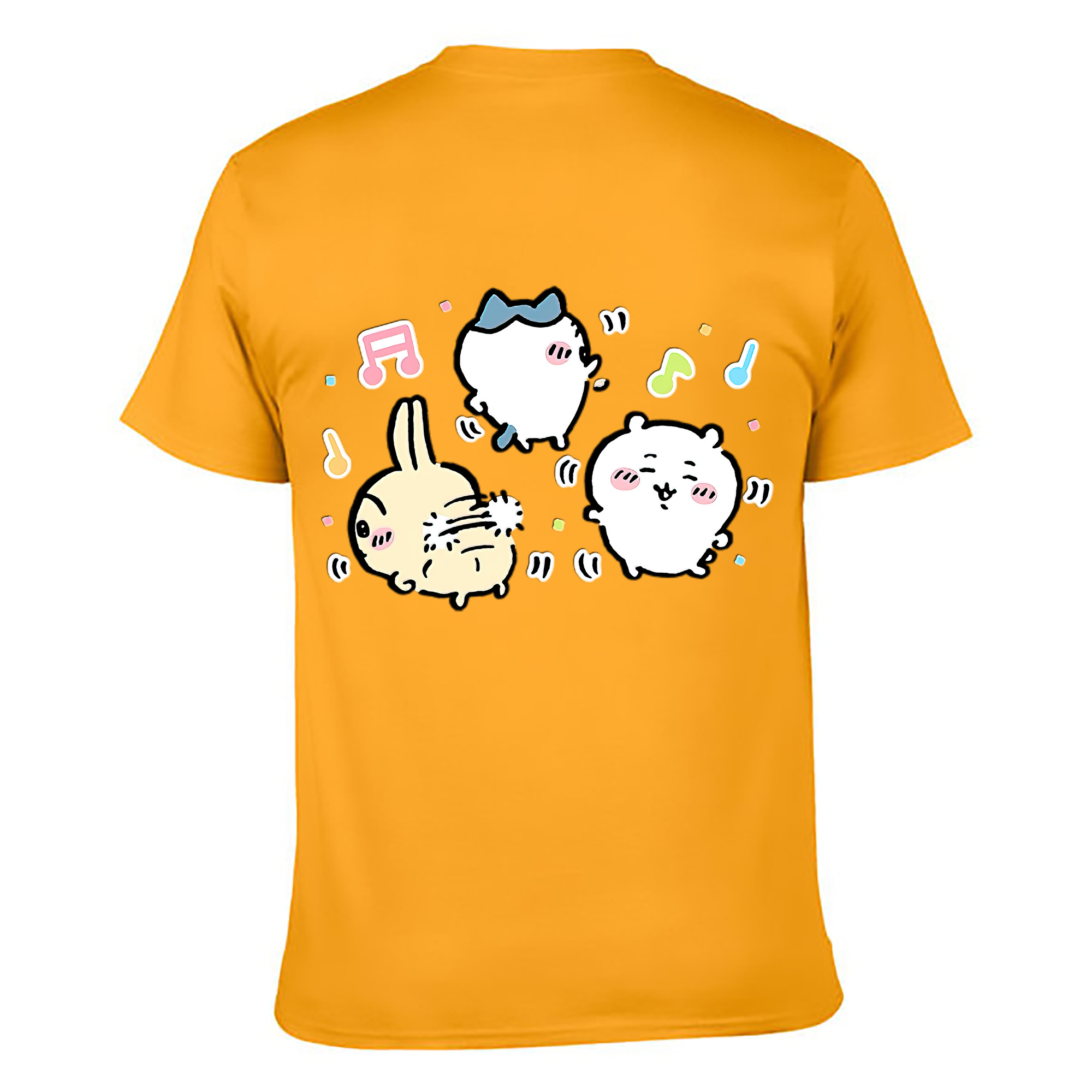 （画像用） ちいかわ うさぎ Chii-kawa usagi 綿100％ メンズ半袖Tシャツ（バックプリント） 通気性