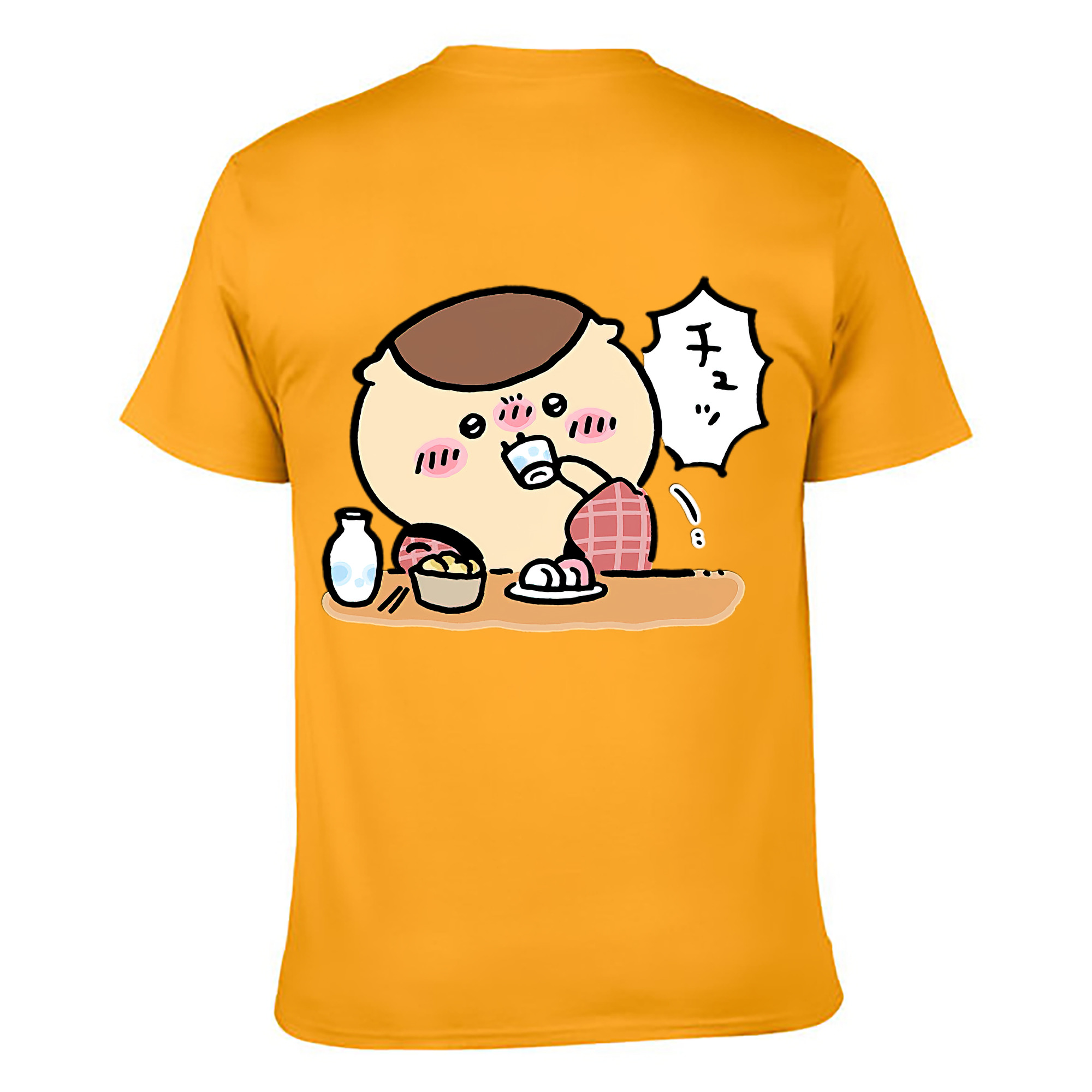 （画像用） ちいかわ くりまんじゅう Chii-kawa kuri manjū 綿100％ メンズ半袖Tシャツ（バックプリント） 通気性