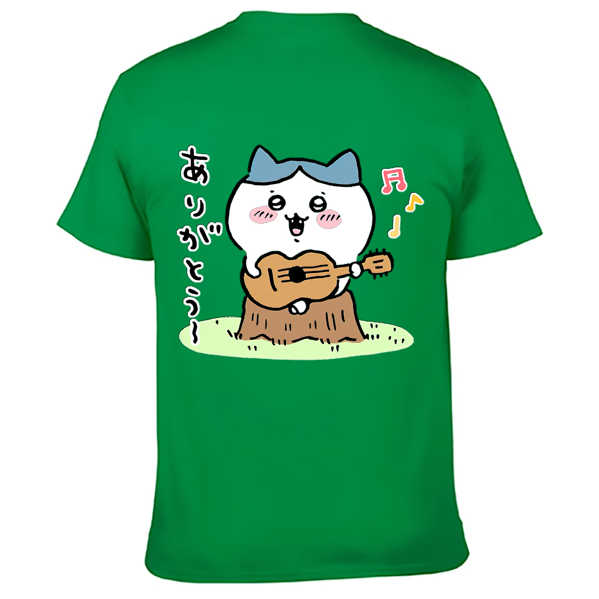 （画像用） ちいかわ ハチワレ Chii-kawa hachiware 綿100％ メンズ半袖Tシャツ（バックプリント） 通気性