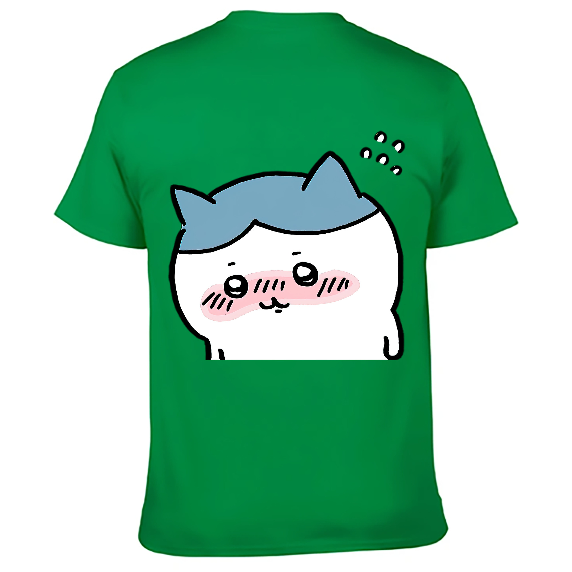 （画像用） ちいかわ ハチワレ Chii-kawa hachiware 綿100％ メンズ半袖Tシャツ（バックプリント） 通気性