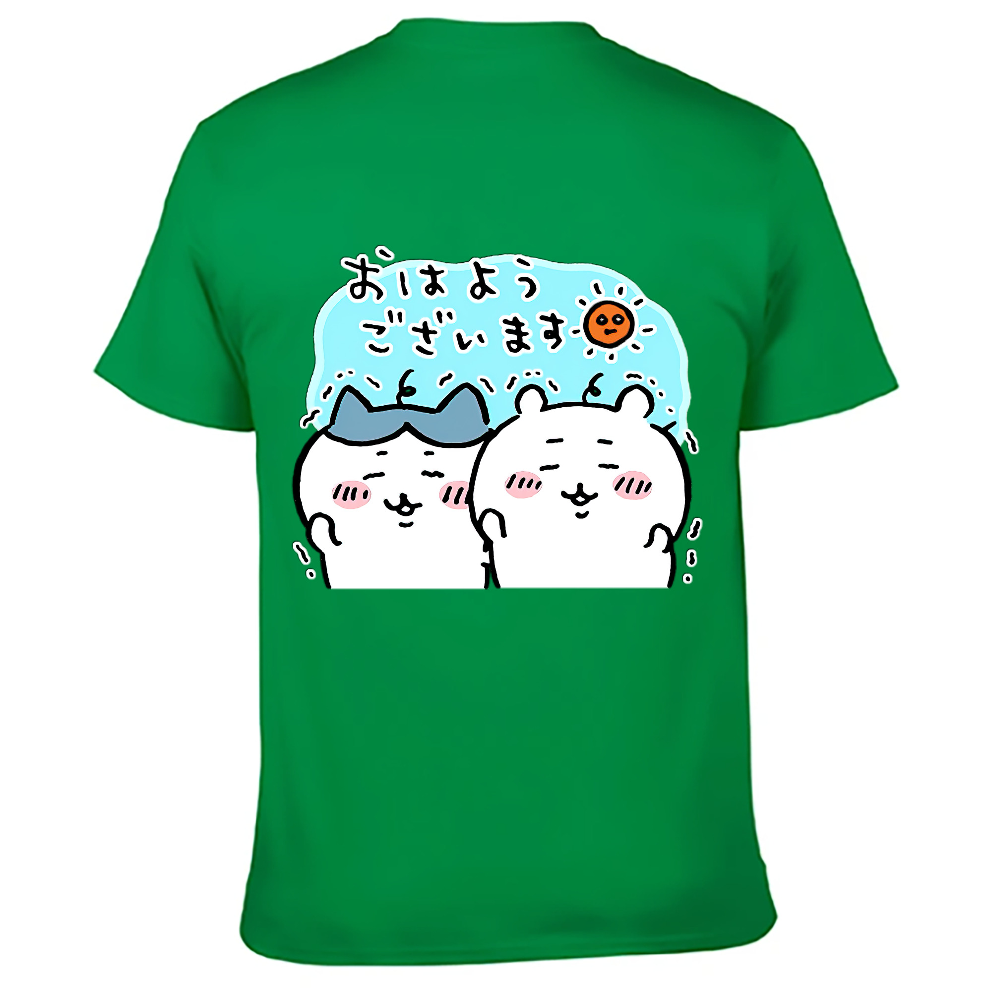 （画像用） ちいかわ ハチワレ Chii-kawa hachiware 綿100％ メンズ半袖Tシャツ（バックプリント） 通気性