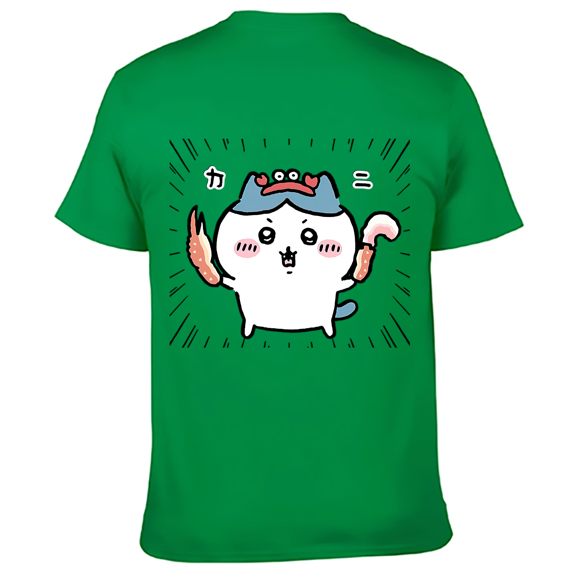 （画像用） ちいかわ ハチワレ Chii-kawa hachiware 綿100％ メンズ半袖Tシャツ（バックプリント） 通気性
