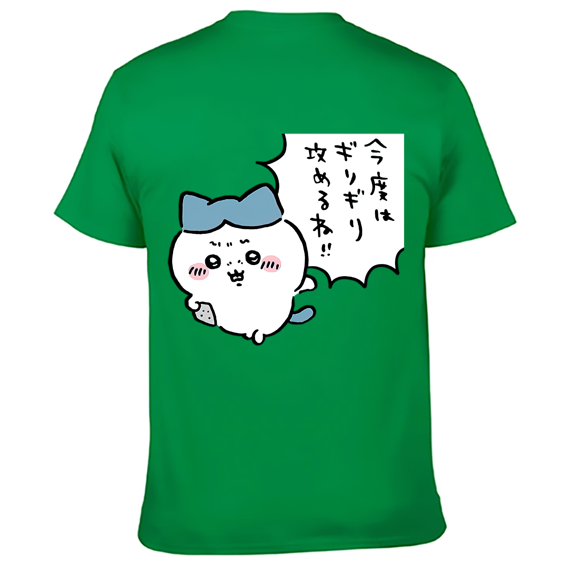 （画像用） ちいかわ ハチワレ Chii-kawa hachiware 綿100％ メンズ半袖Tシャツ（バックプリント） 通気性