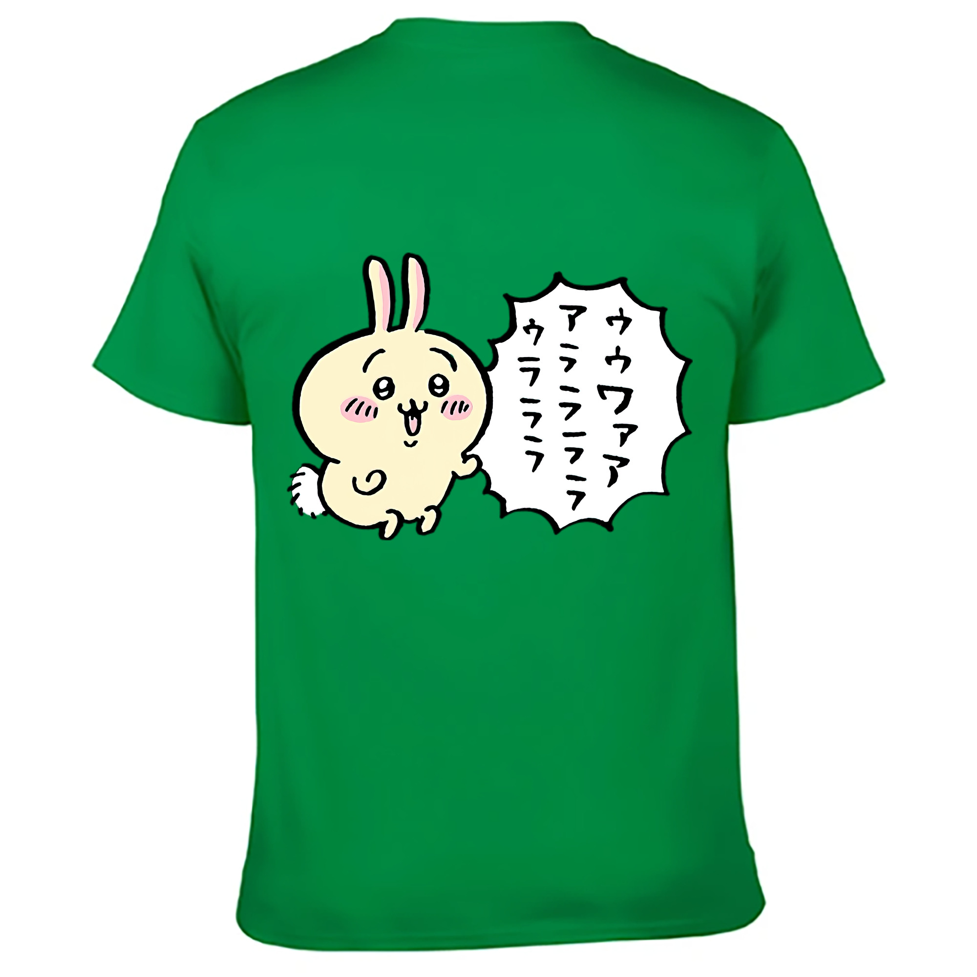 （画像用） ちいかわ うさぎ Chii-kawa usagi 綿100％ メンズ半袖Tシャツ（バックプリント） 通気性