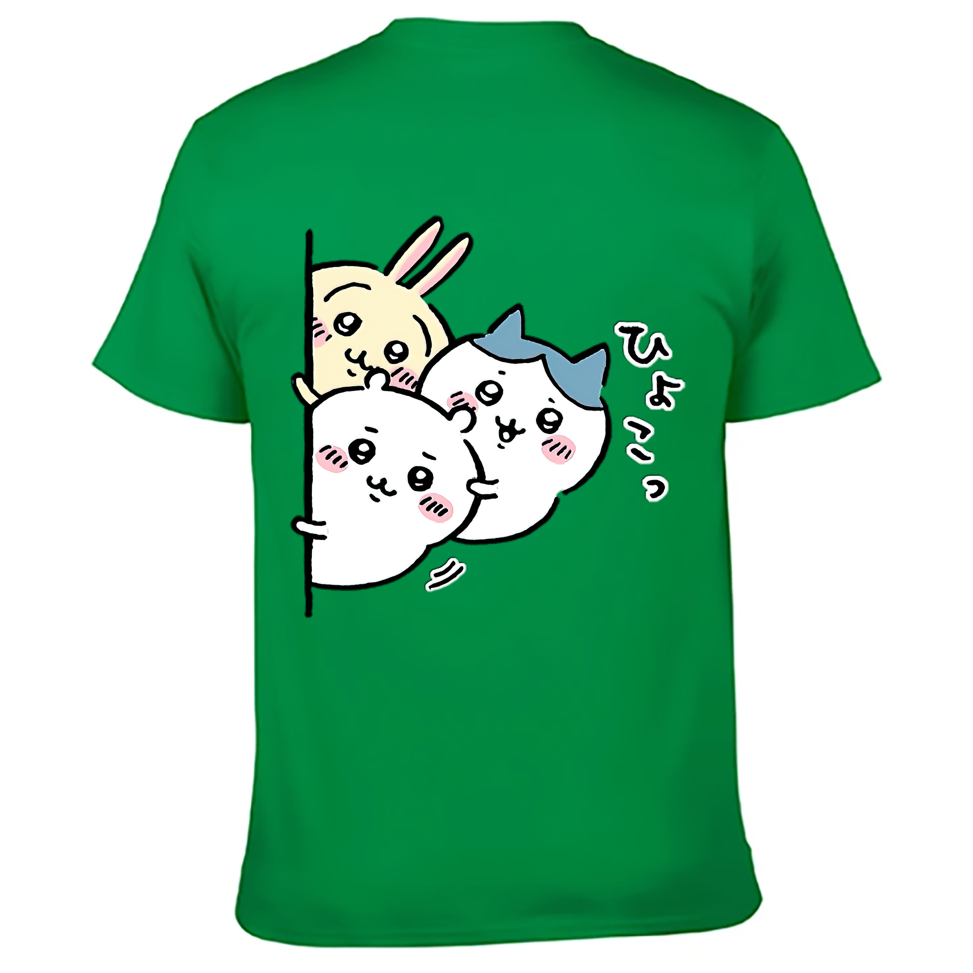 （画像用） ちいかわ うさぎ Chii-kawa usagi 綿100％ メンズ半袖Tシャツ（バックプリント） 通気性