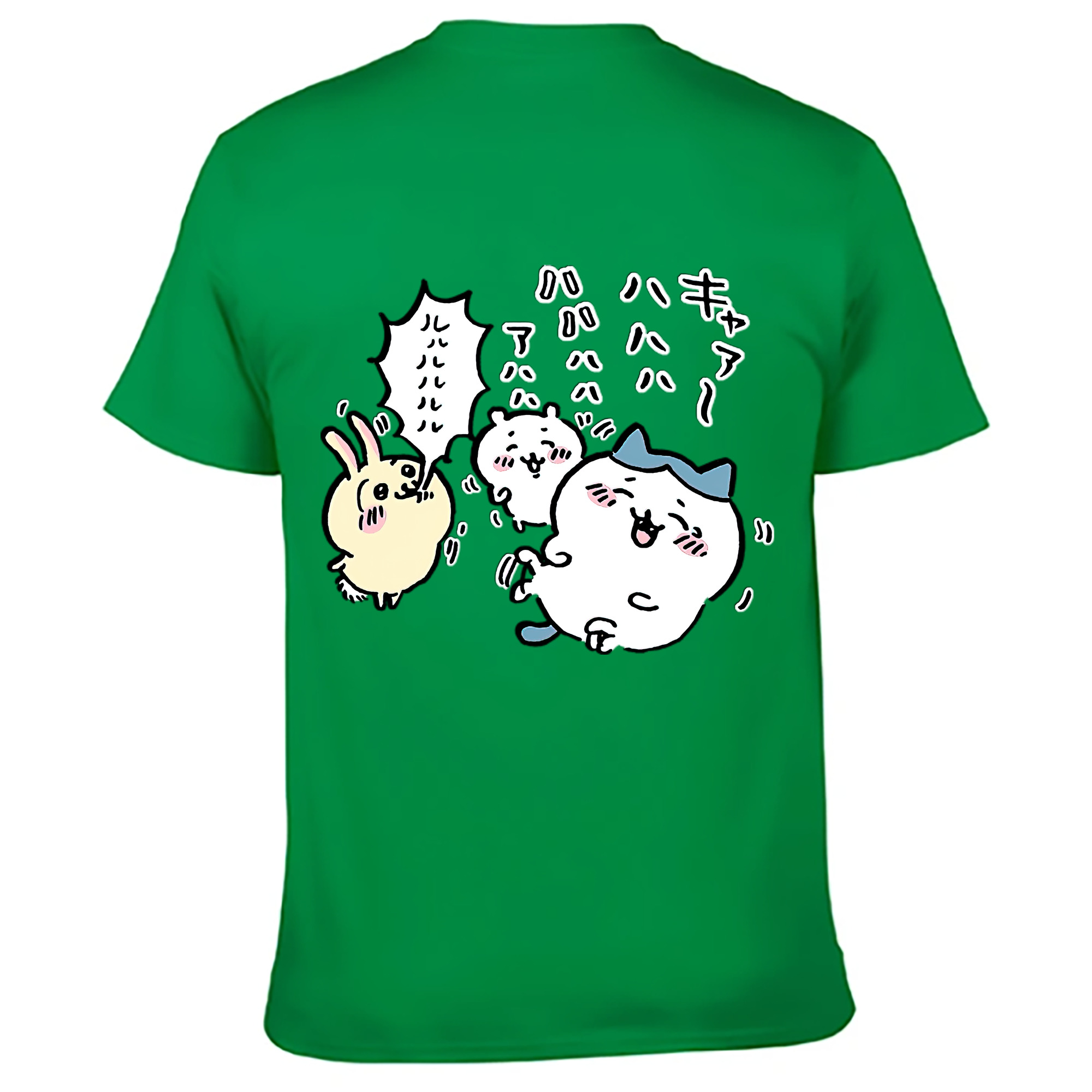 （画像用） ちいかわ うさぎ Chii-kawa usagi 綿100％ メンズ半袖Tシャツ（バックプリント） 通気性