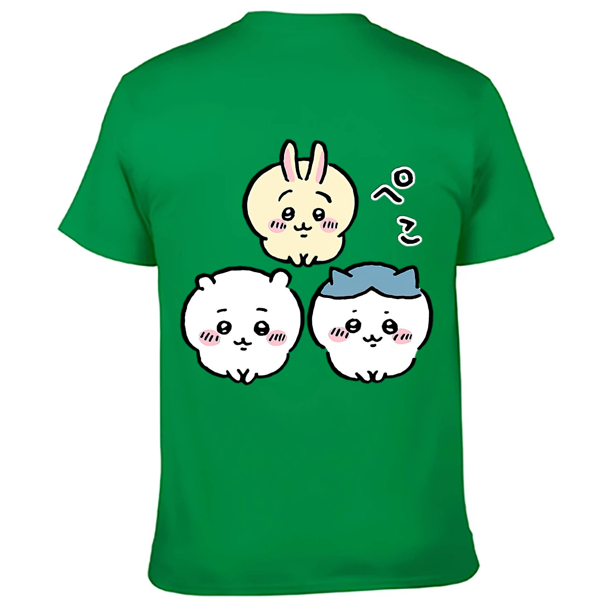（画像用） ちいかわ うさぎ Chii-kawa usagi 綿100％ メンズ半袖Tシャツ（バックプリント） 通気性