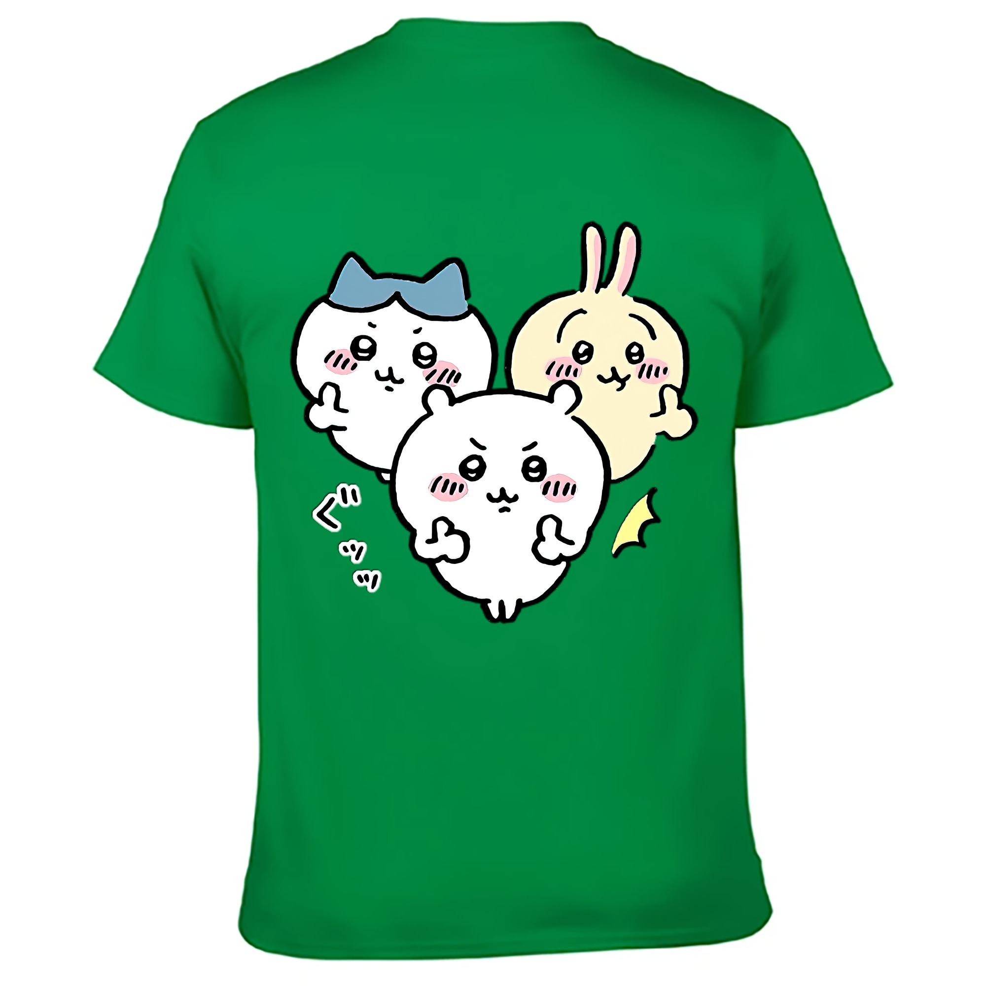 （画像用） ちいかわ うさぎ Chii-kawa usagi 綿100％ メンズ半袖Tシャツ（バックプリント） 通気性