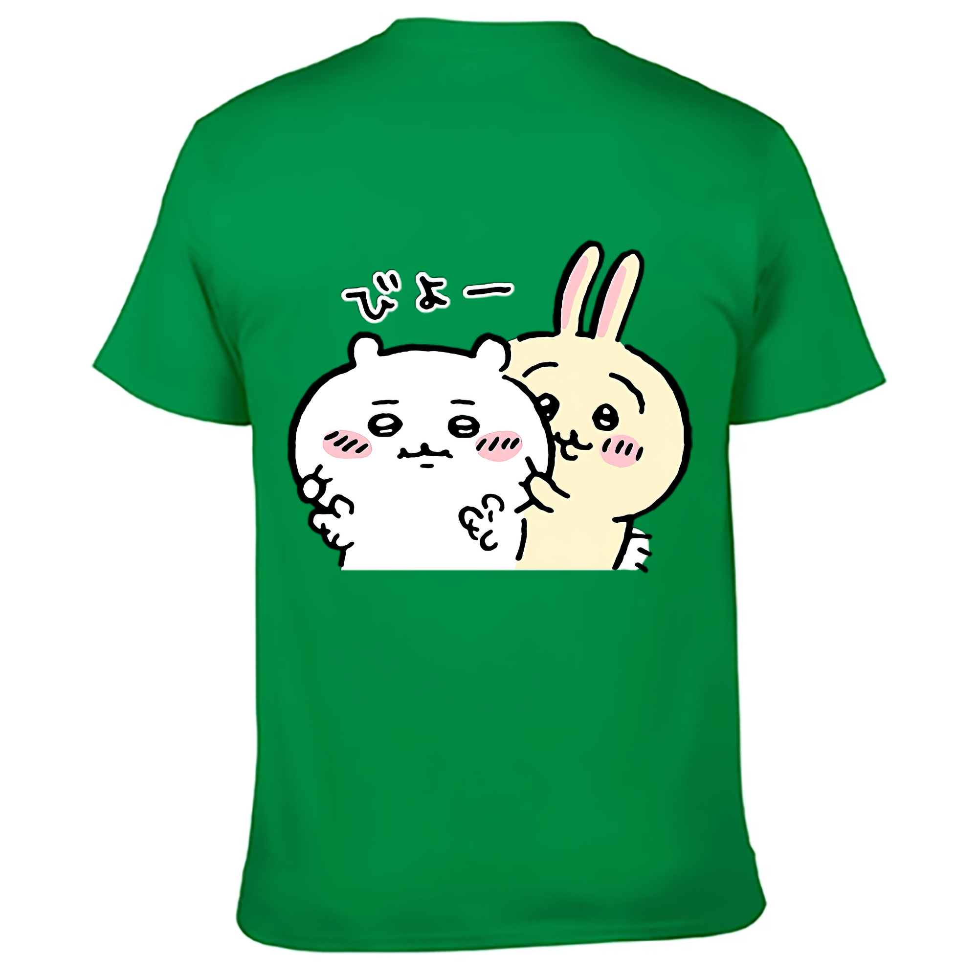 （画像用） ちいかわ うさぎ Chii-kawa usagi 綿100％ メンズ半袖Tシャツ（バックプリント） 通気性