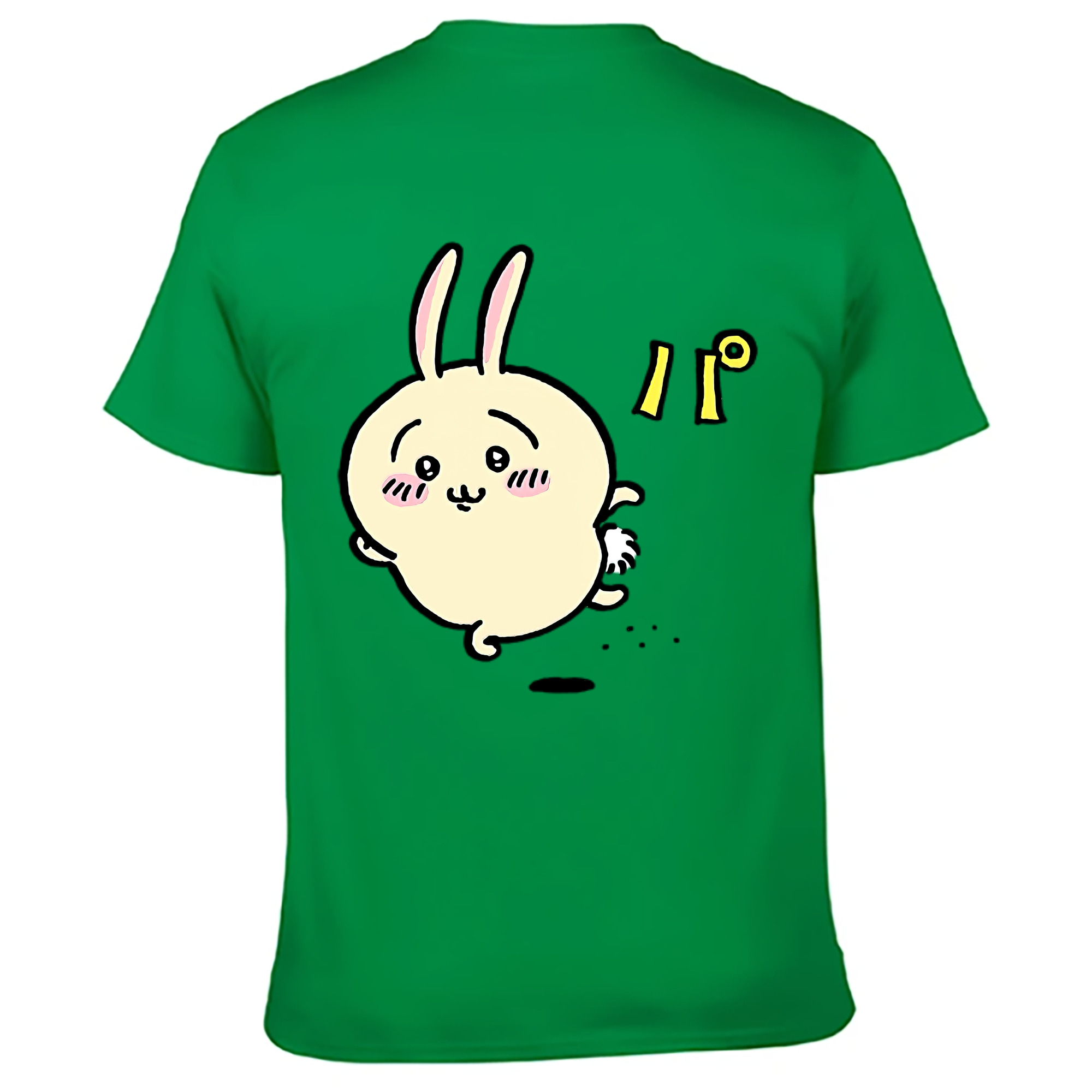 （画像用） ちいかわ うさぎ Chii-kawa usagi 綿100％ メンズ半袖Tシャツ（バックプリント） 通気性