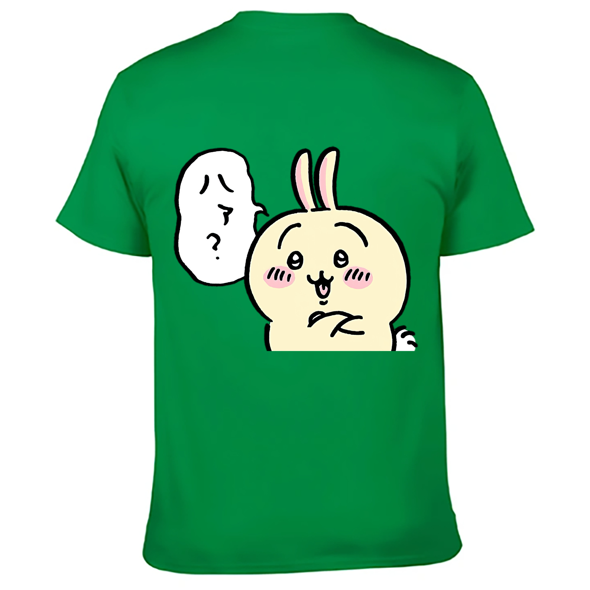 （画像用） ちいかわ うさぎ Chii-kawa usagi 綿100％ メンズ半袖Tシャツ（バックプリント） 通気性