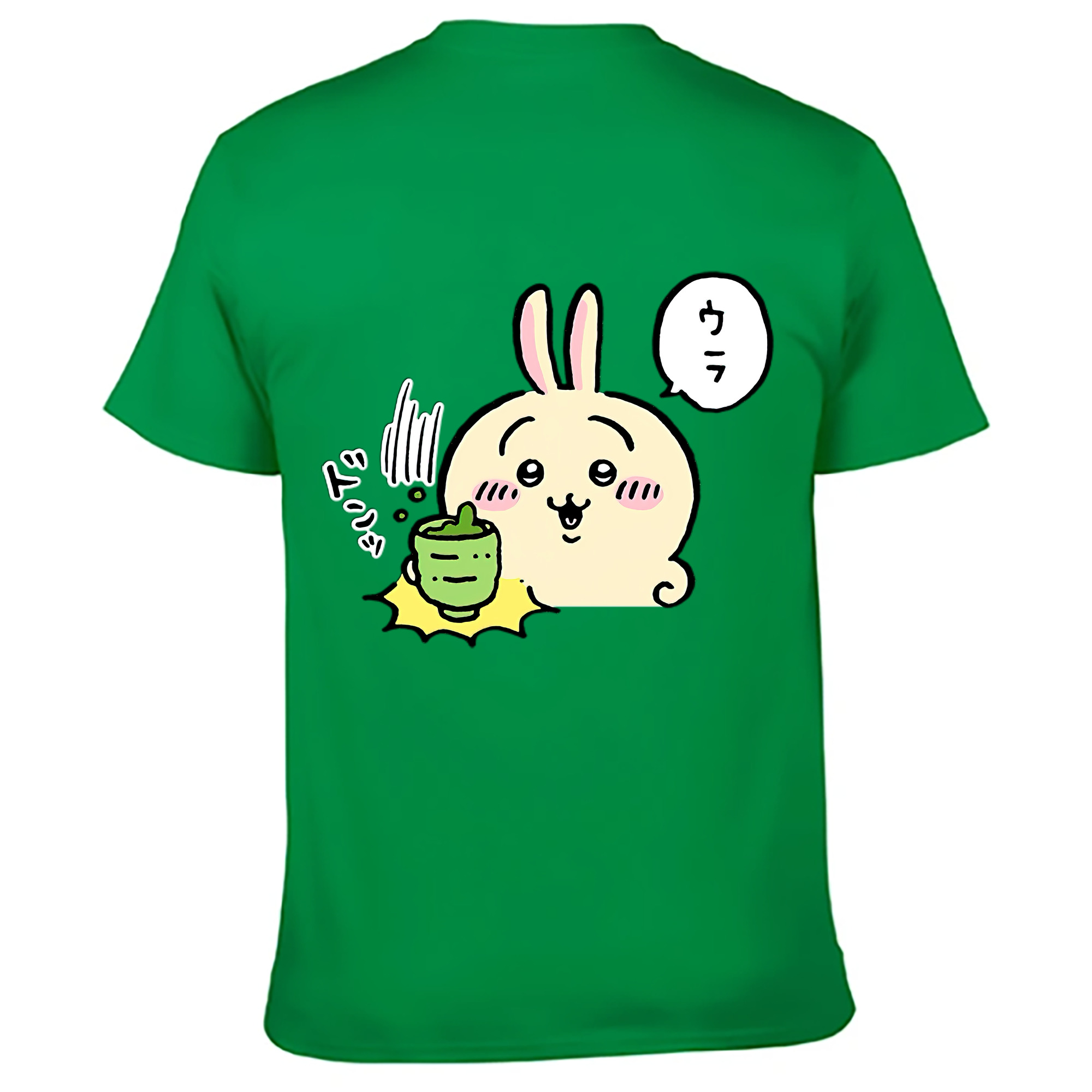 （画像用） ちいかわ うさぎ Chii-kawa usagi 綿100％ メンズ半袖Tシャツ（バックプリント） 通気性