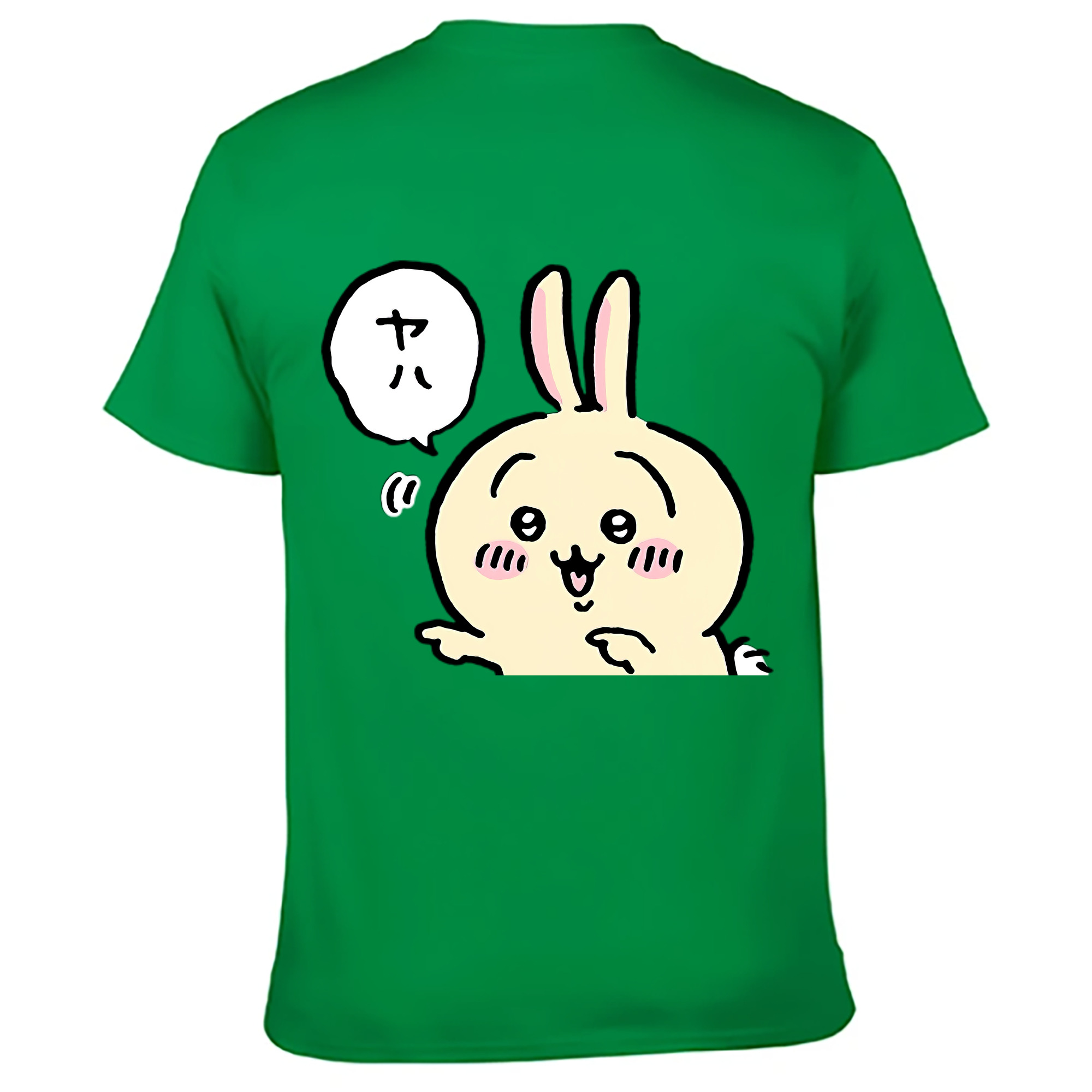 （画像用） ちいかわ うさぎ Chii-kawa usagi 綿100％ メンズ半袖Tシャツ（バックプリント） 通気性