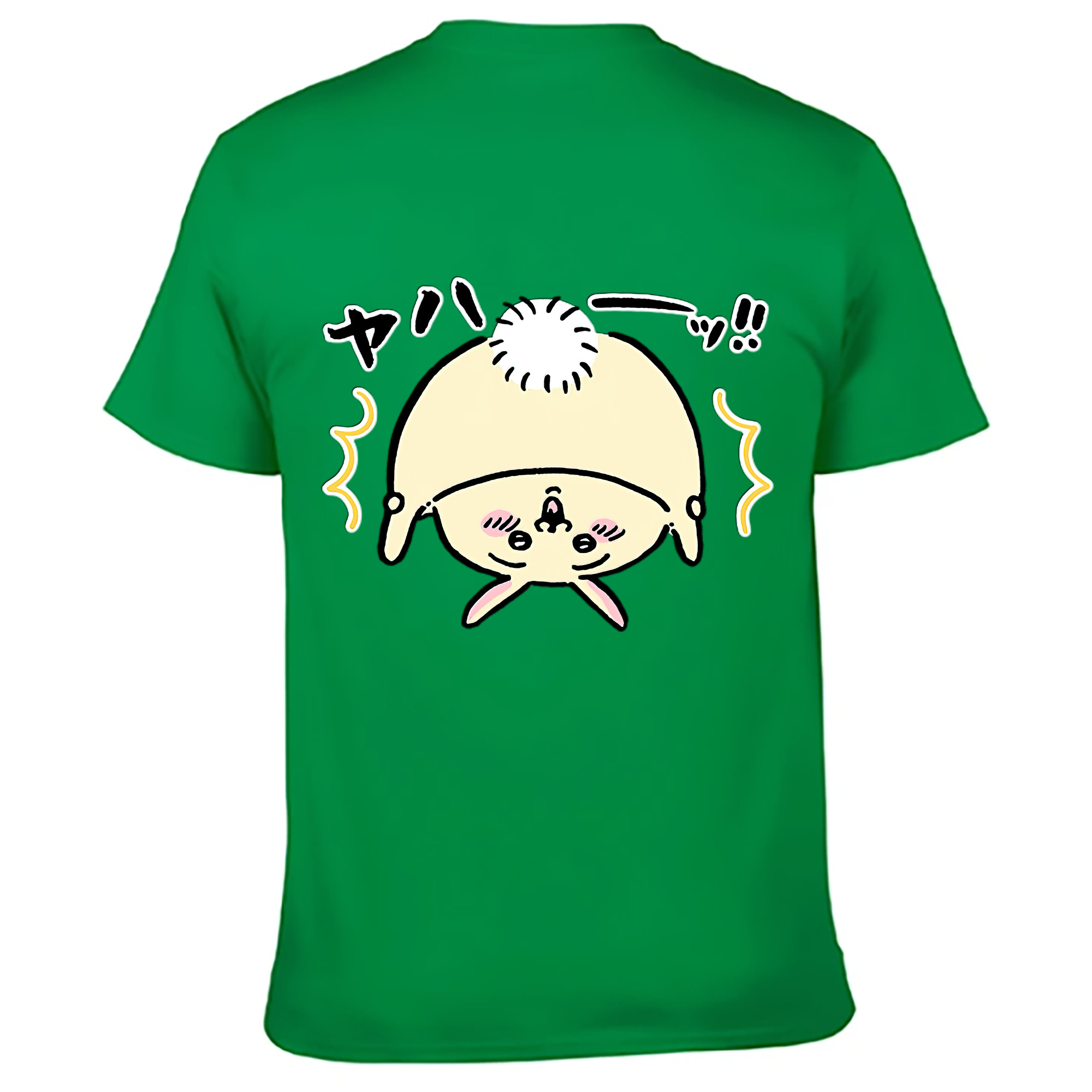 （画像用） ちいかわ うさぎ Chii-kawa usagi 綿100％ メンズ半袖Tシャツ（バックプリント） 通気性