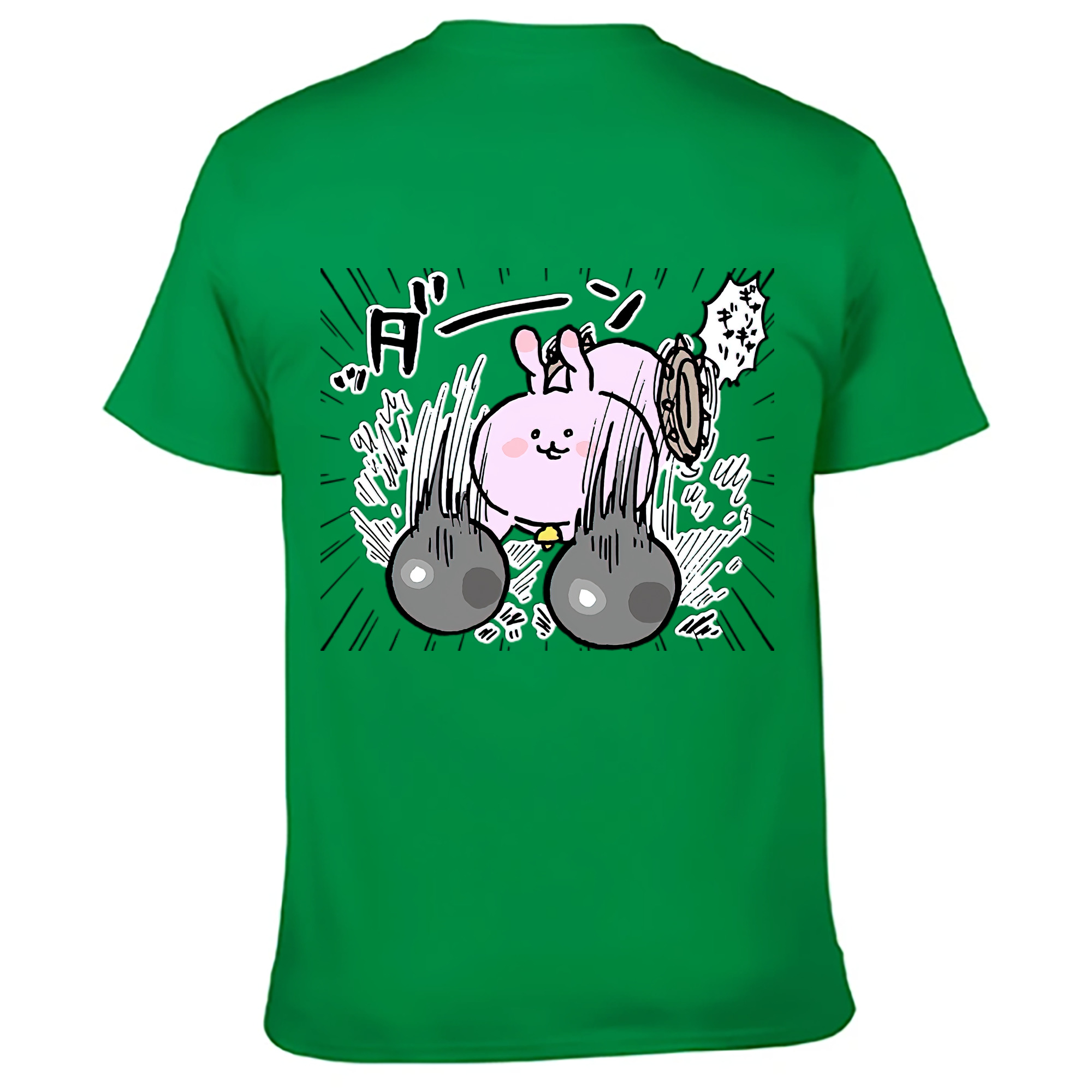 （画像用） ちいかわ うさぎ Chii-kawa usagi 綿100％ メンズ半袖Tシャツ（バックプリント） 通気性