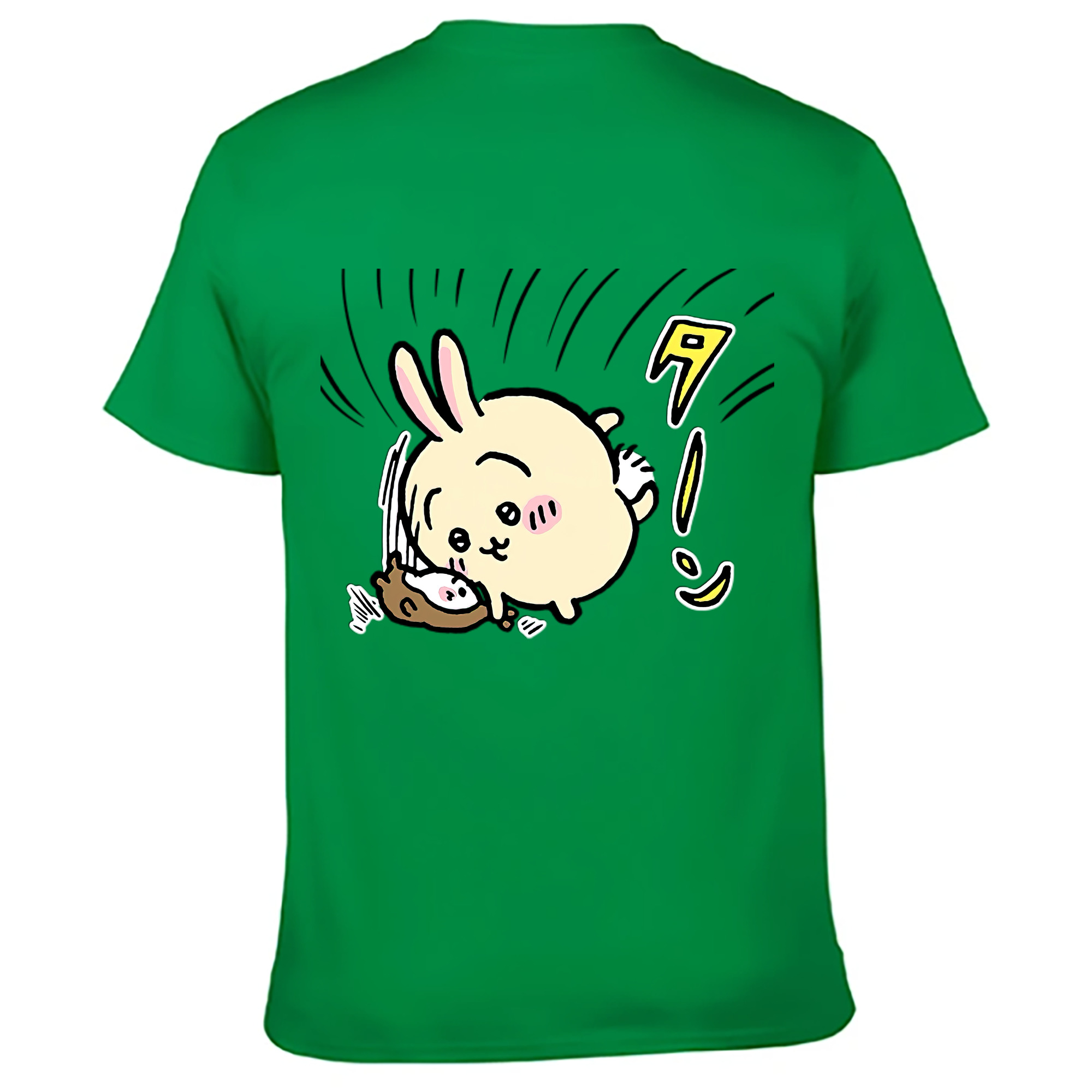 （画像用） ちいかわ うさぎ Chii-kawa usagi 綿100％ メンズ半袖Tシャツ（バックプリント） 通気性