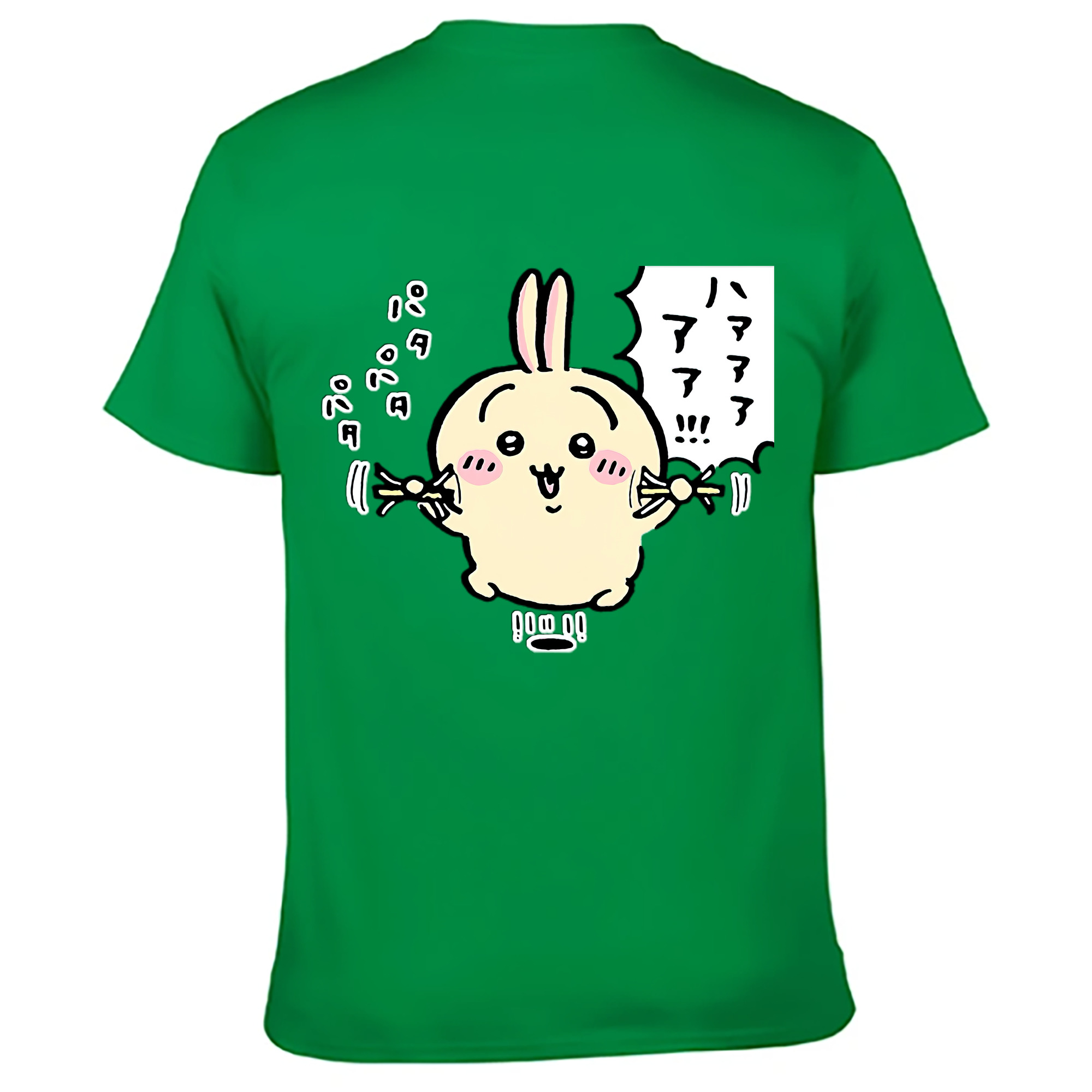 （画像用） ちいかわ うさぎ Chii-kawa usagi 綿100％ メンズ半袖Tシャツ（バックプリント） 通気性