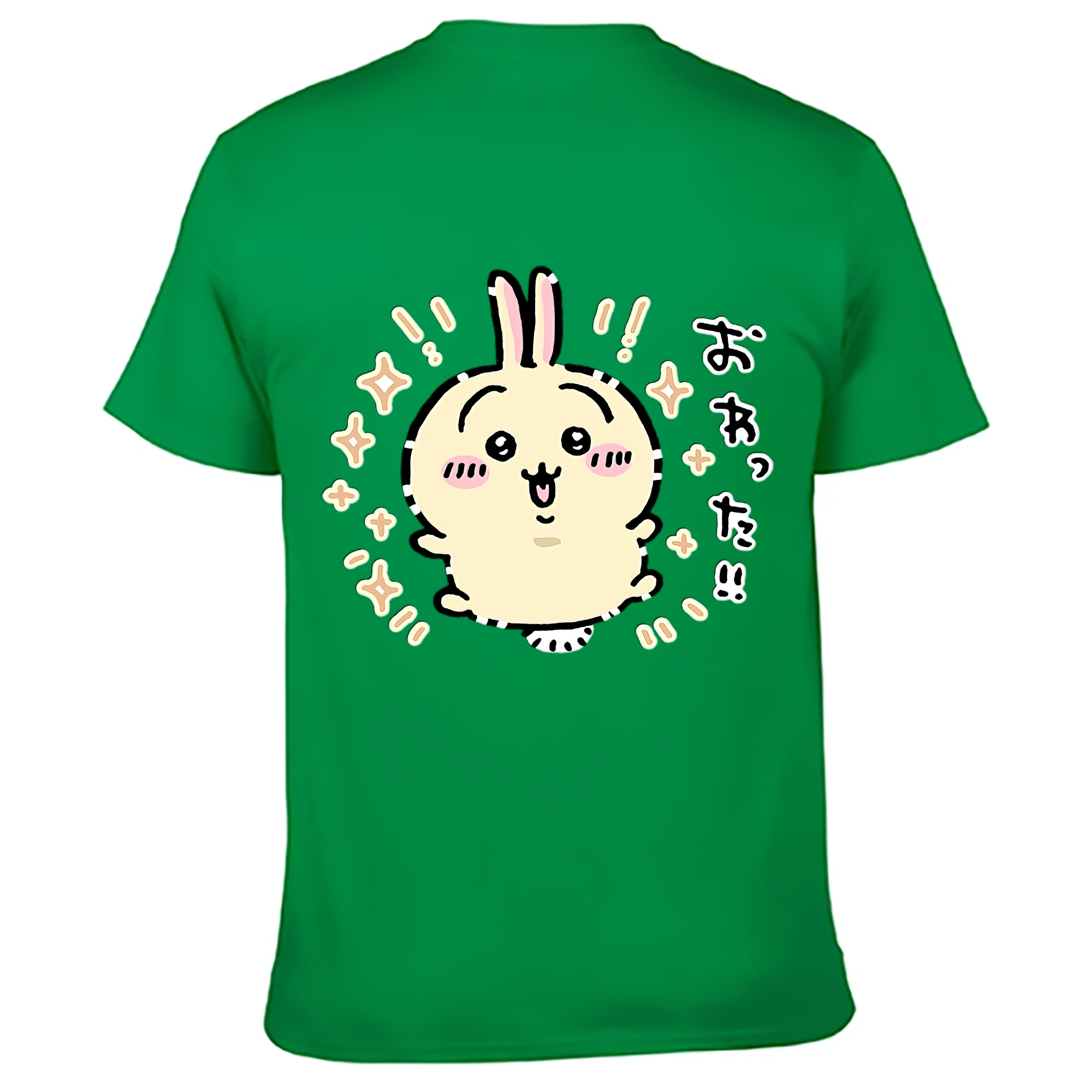 （画像用） ちいかわ うさぎ Chii-kawa usagi 綿100％ メンズ半袖Tシャツ（バックプリント） 通気性