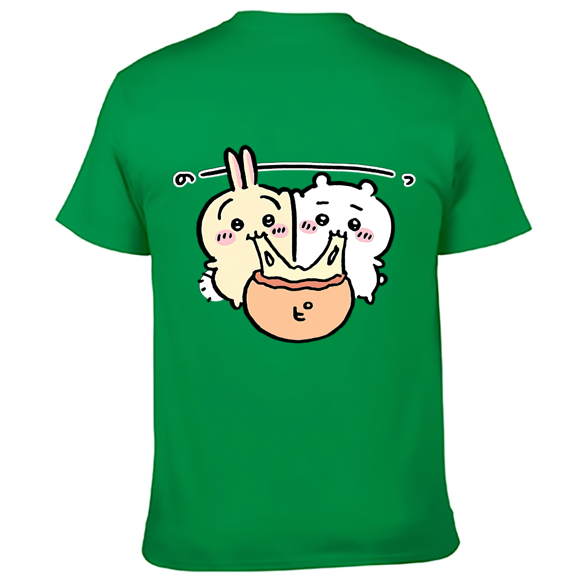 （画像用） ちいかわ うさぎ Chii-kawa usagi 綿100％ メンズ半袖Tシャツ（バックプリント） 通気性