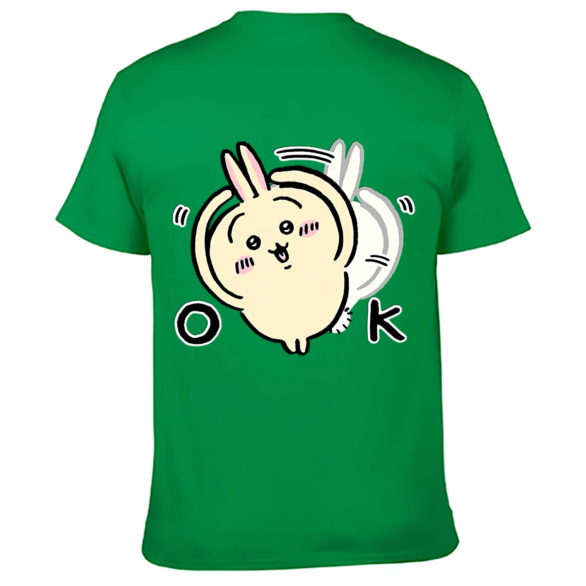（画像用） ちいかわ うさぎ Chii-kawa usagi 綿100％ メンズ半袖Tシャツ（バックプリント） 通気性