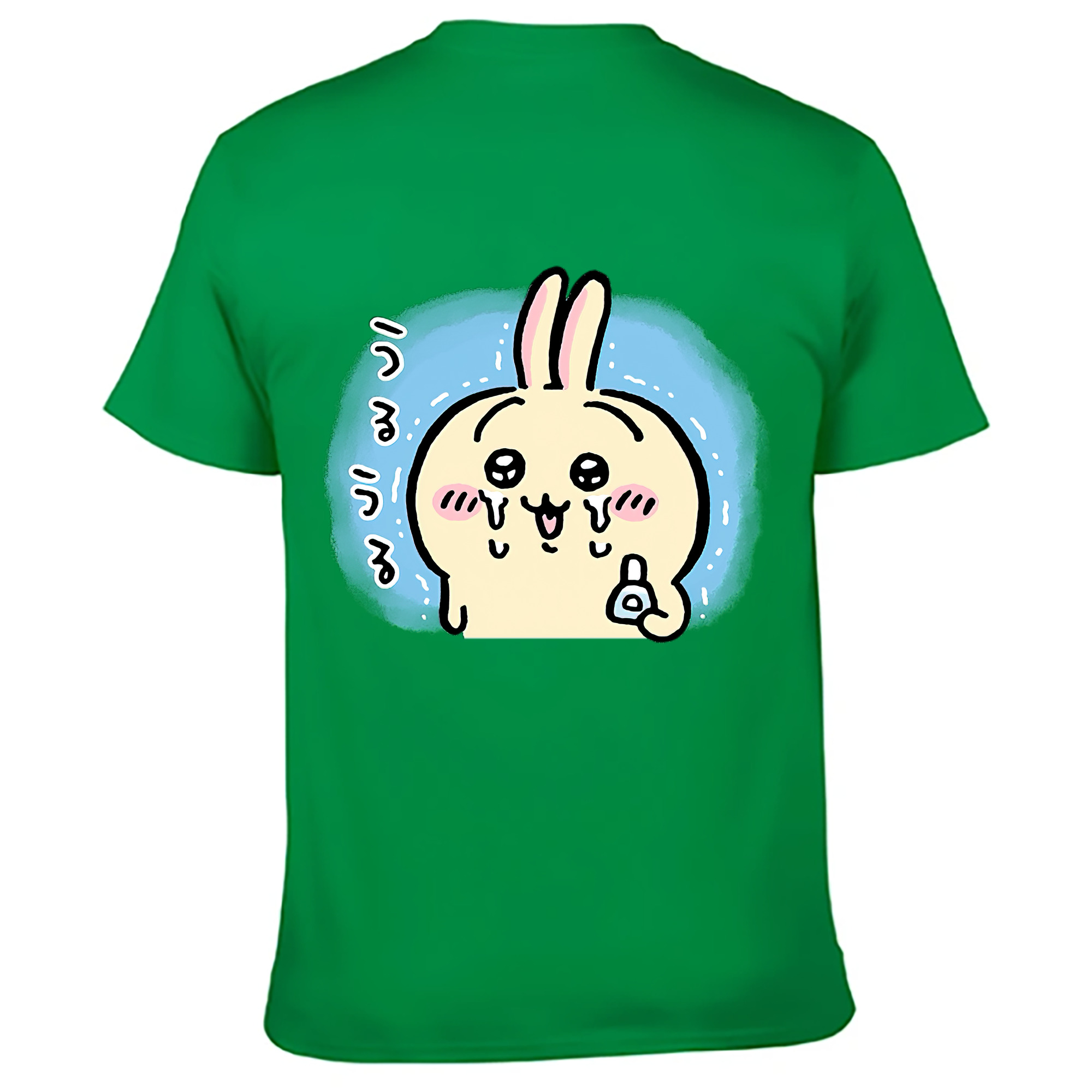 （画像用） ちいかわ うさぎ Chii-kawa usagi 綿100％ メンズ半袖Tシャツ（バックプリント） 通気性