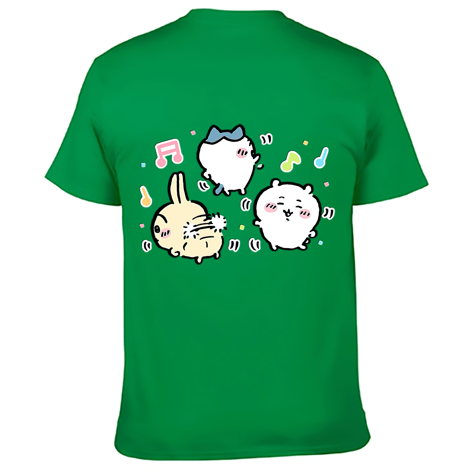 （画像用） ちいかわ うさぎ Chii-kawa usagi 綿100％ メンズ半袖Tシャツ（バックプリント） 通気性