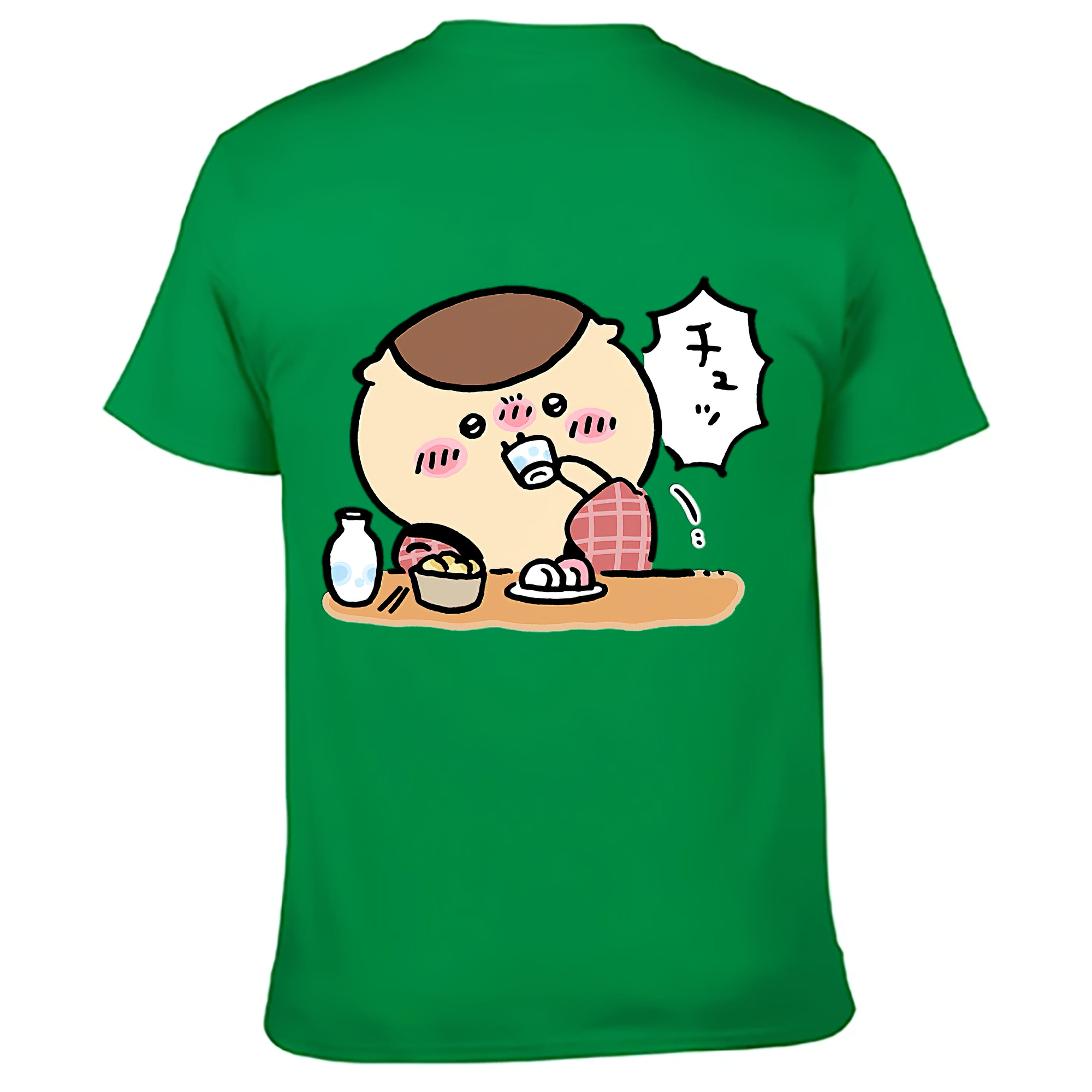 （画像用） ちいかわ くりまんじゅう Chii-kawa kuri manjū 綿100％ メンズ半袖Tシャツ（バックプリント） 通気性