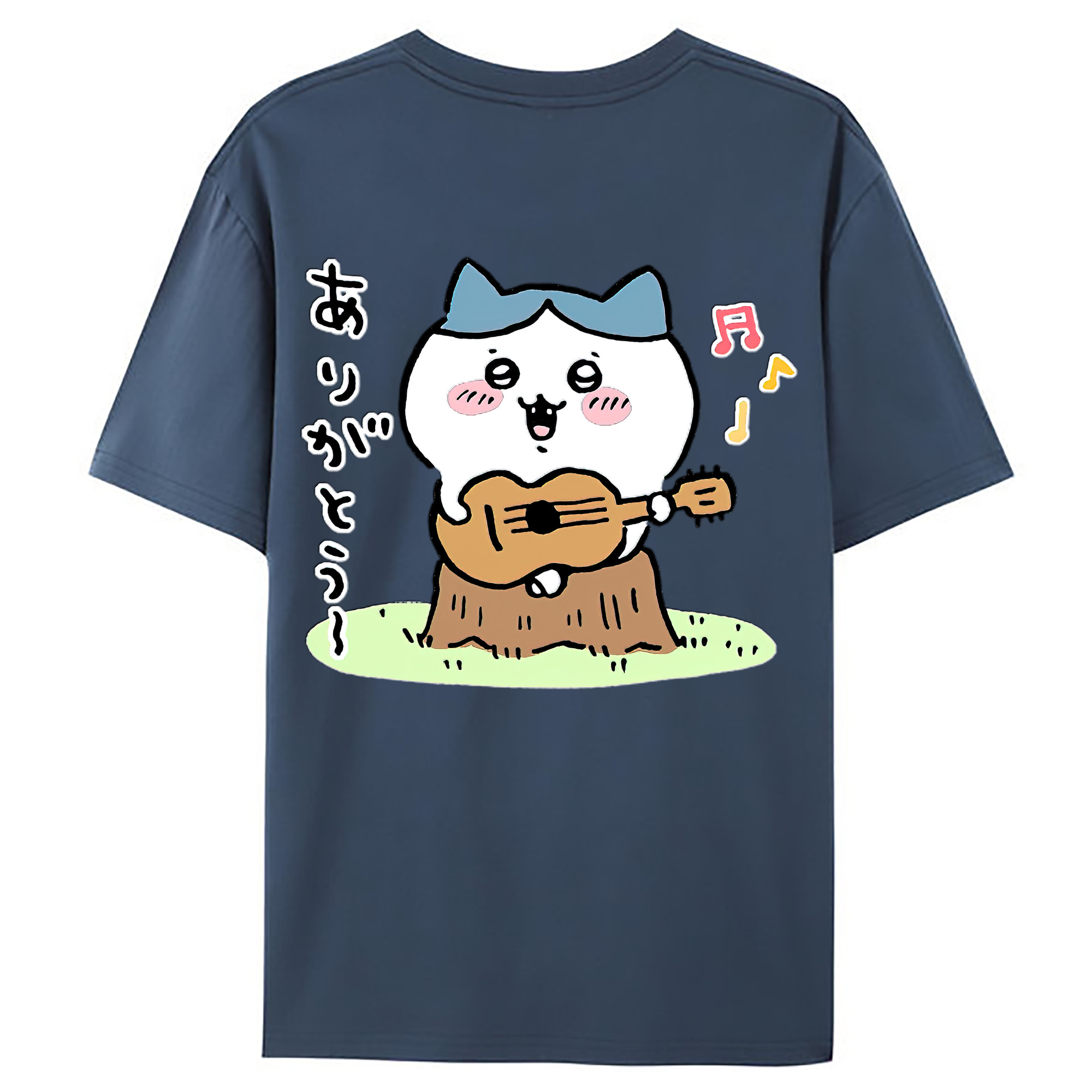 （画像用） ちいかわ ハチワレ Chii-kawa hachiware 綿100％ メンズ半袖Tシャツ（バックプリント） 通気性