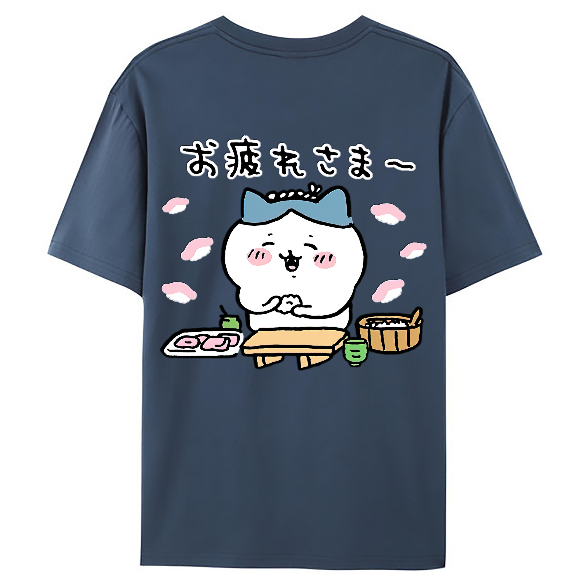 （画像用） ちいかわ ハチワレ Chii-kawa hachiware 綿100％ メンズ半袖Tシャツ（バックプリント） 通気性