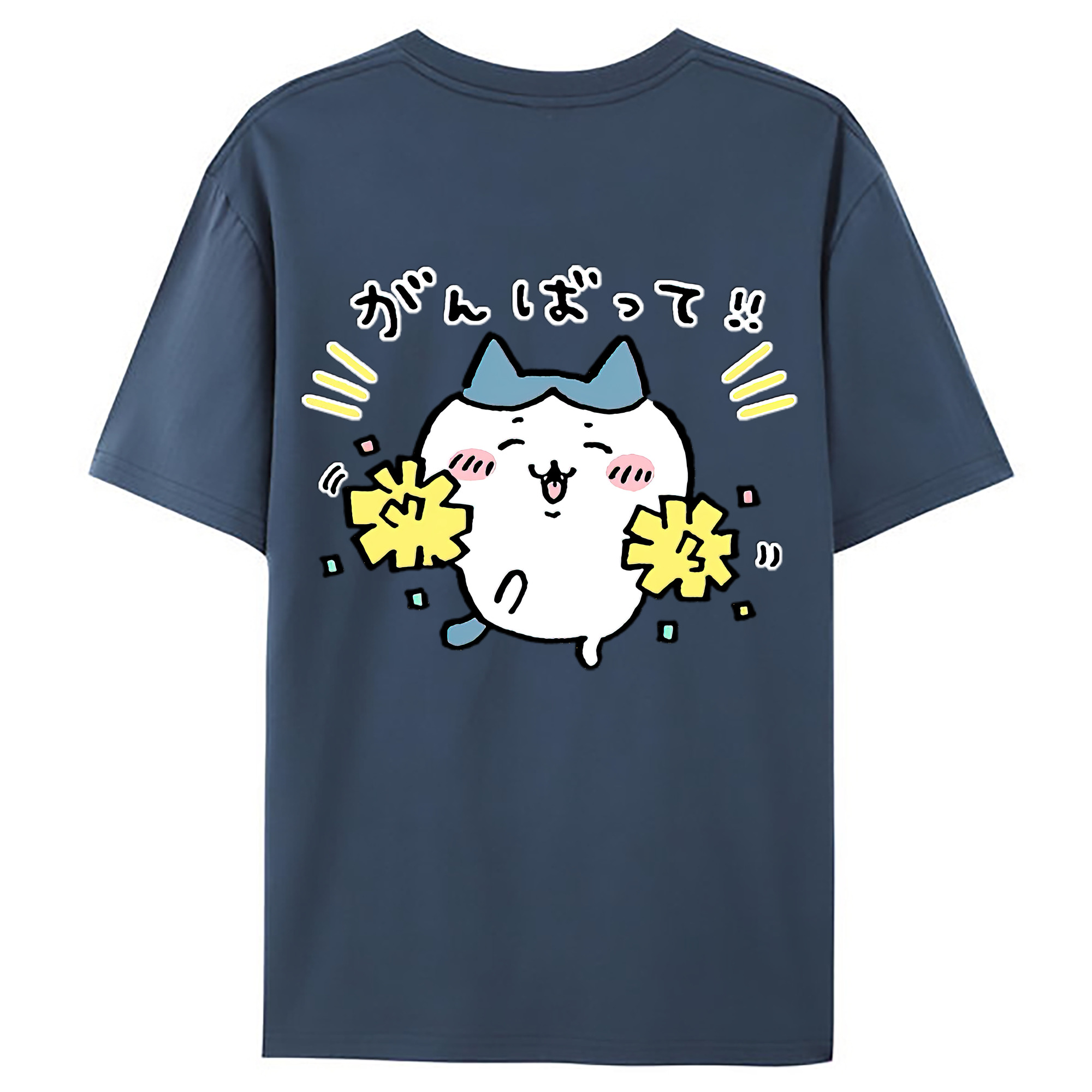 （画像用） ちいかわ ハチワレ Chii-kawa hachiware 綿100％ メンズ半袖Tシャツ（バックプリント） 通気性